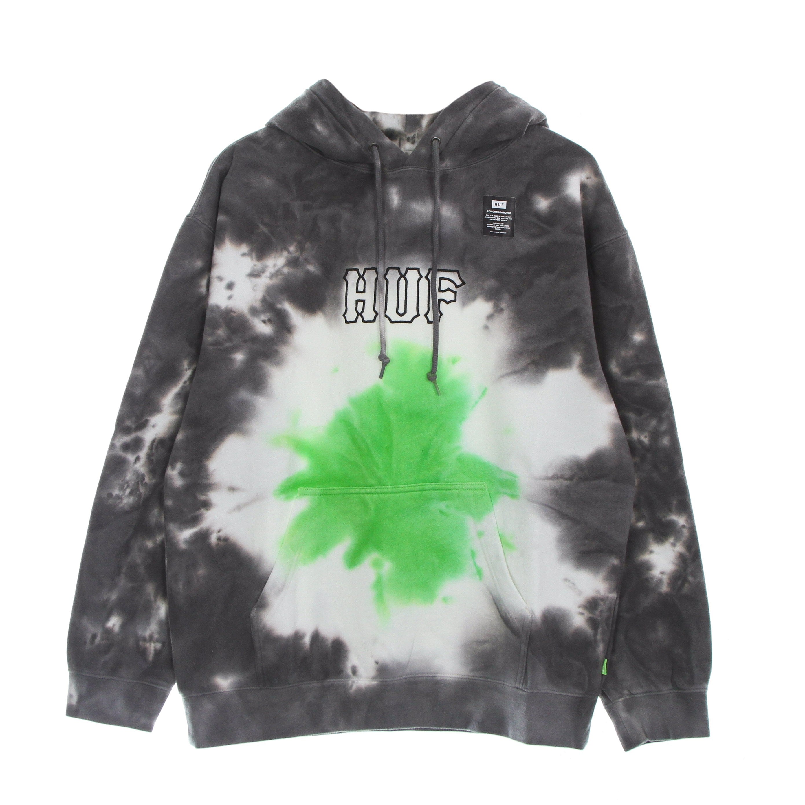 Huf, Felpa Cappuccio Uomo High Dye P/o Tiedye Hoodie, Huf Green