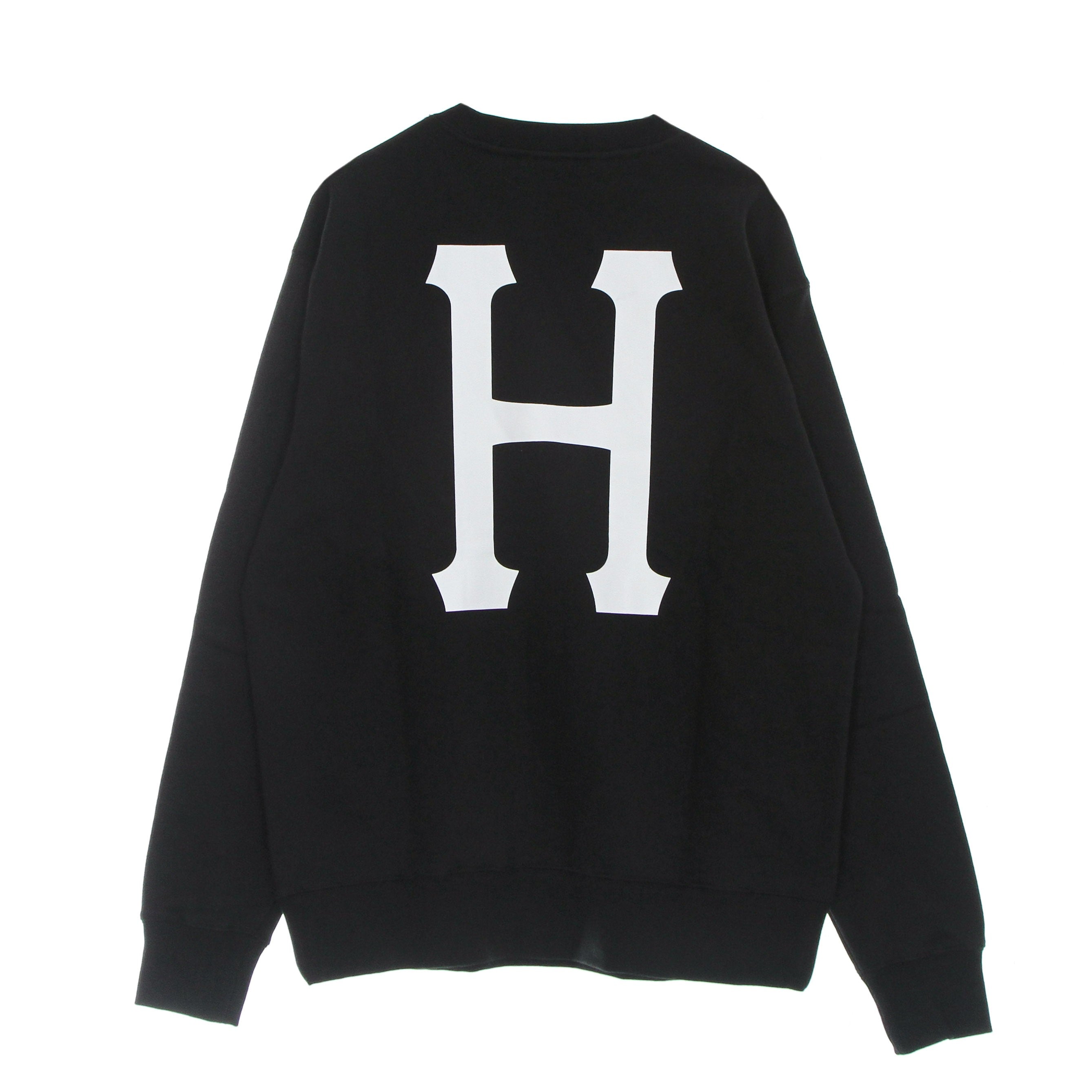 Huf, Felpa Girocollo Uomo Essentials Classic H Crew, Black