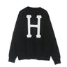 Huf, Felpa Girocollo Uomo Essentials Classic H Crew, Black