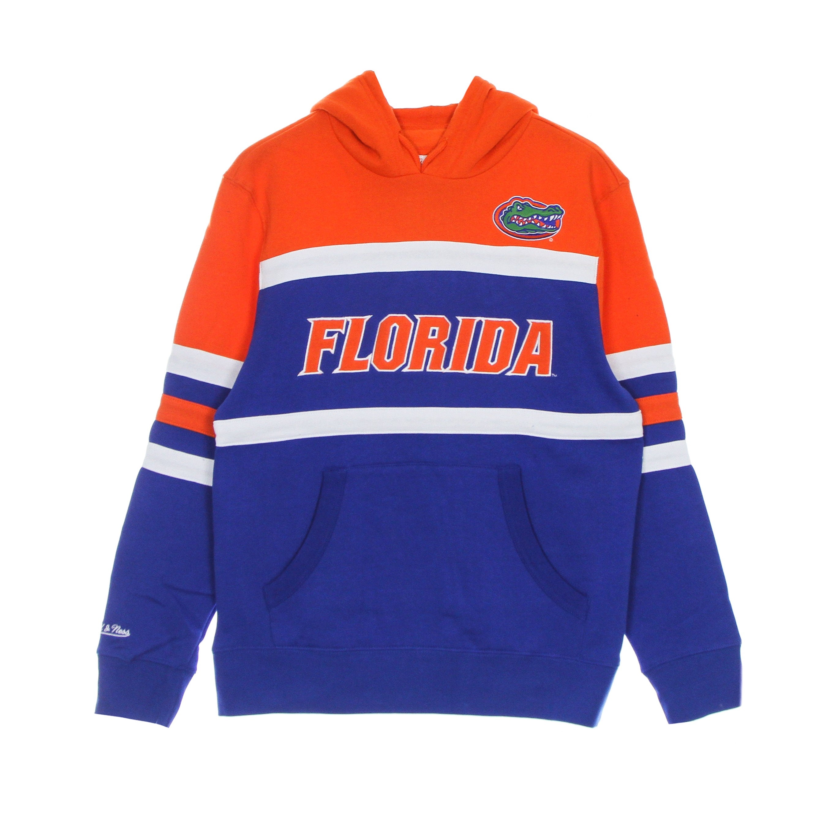 Mitchell & Ness, Felpa Cappuccio Uomo Ncaa Head Coach Hoodie Flogat, Royal/orange