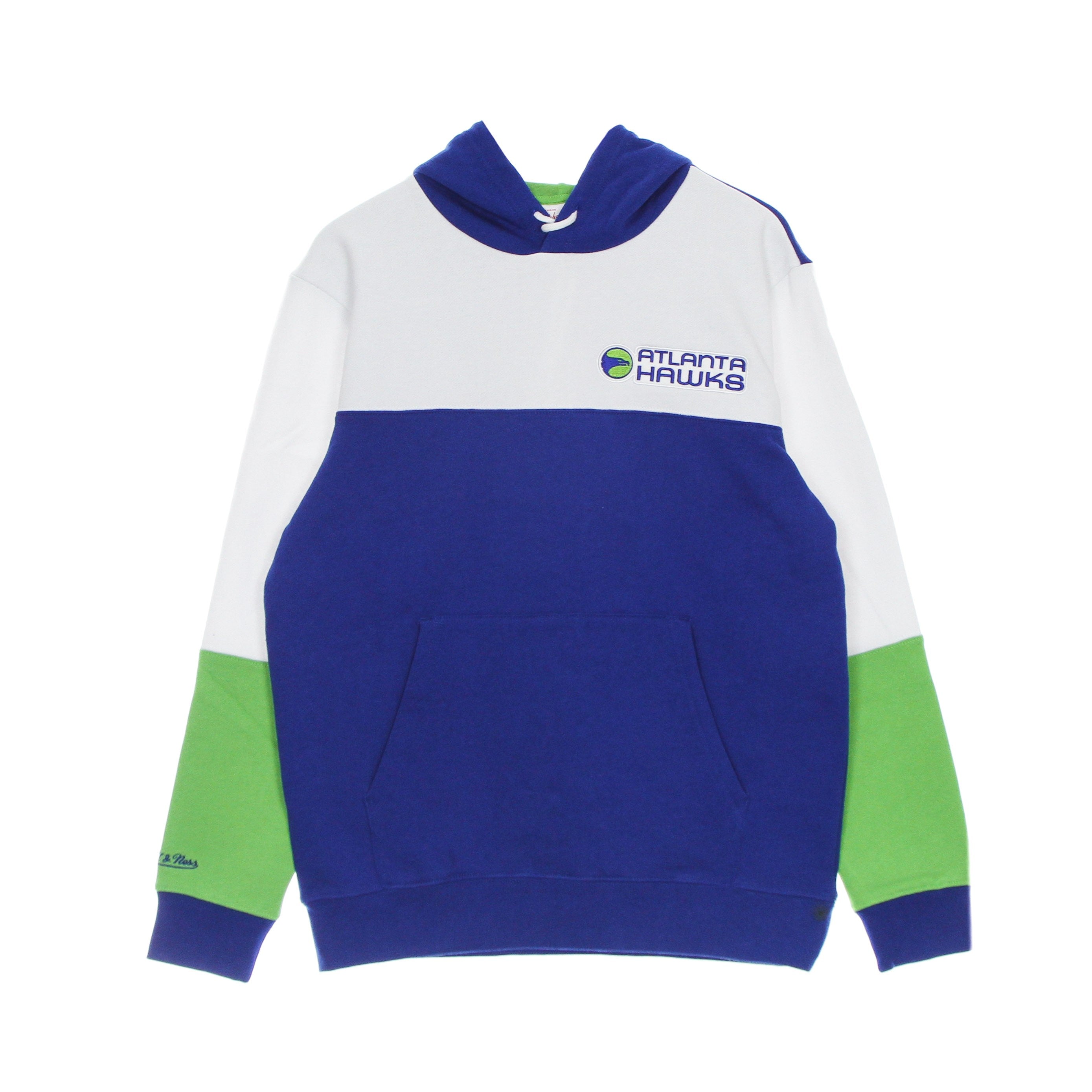 Mitchell & Ness, Felpa Cappuccio Uomo Nba Fusion Fleece 2.0 Hardwood Classics Atlhaw, Royal/white