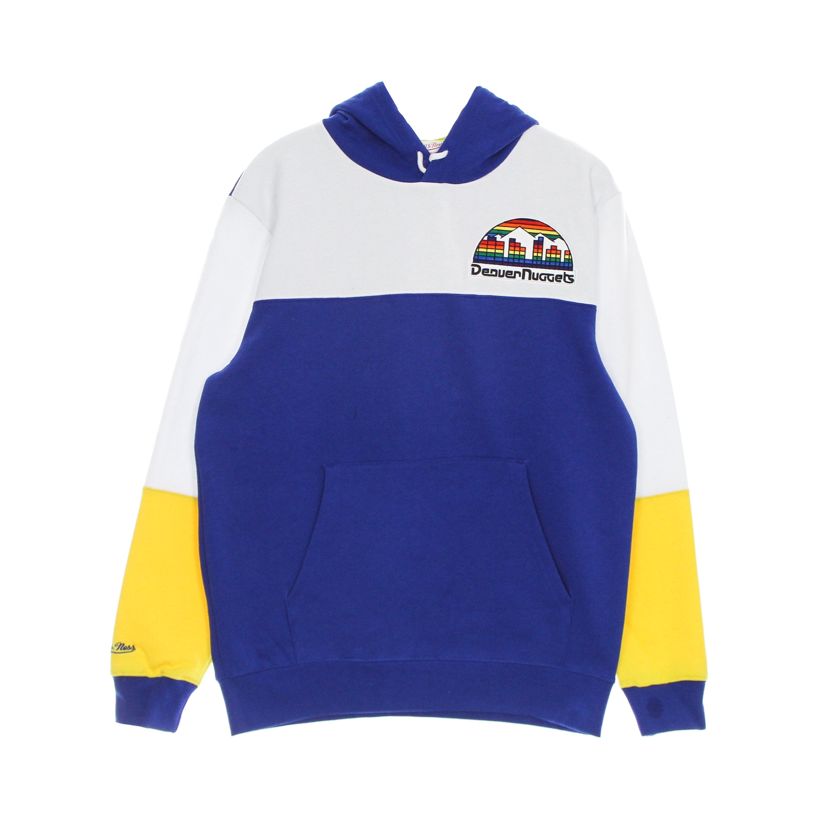 Mitchell & Ness, Felpa Cappuccio Uomo Nba Fusion Fleece 2.0 Hardwood Classics Dennug, Royal/white