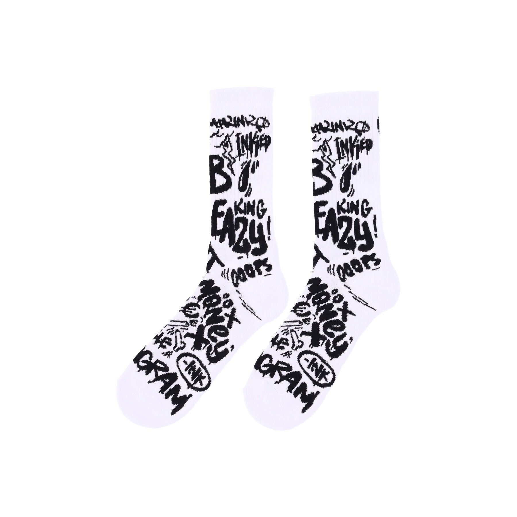 Inkover, Calza Media Uomo Graff Sock 2, White/black