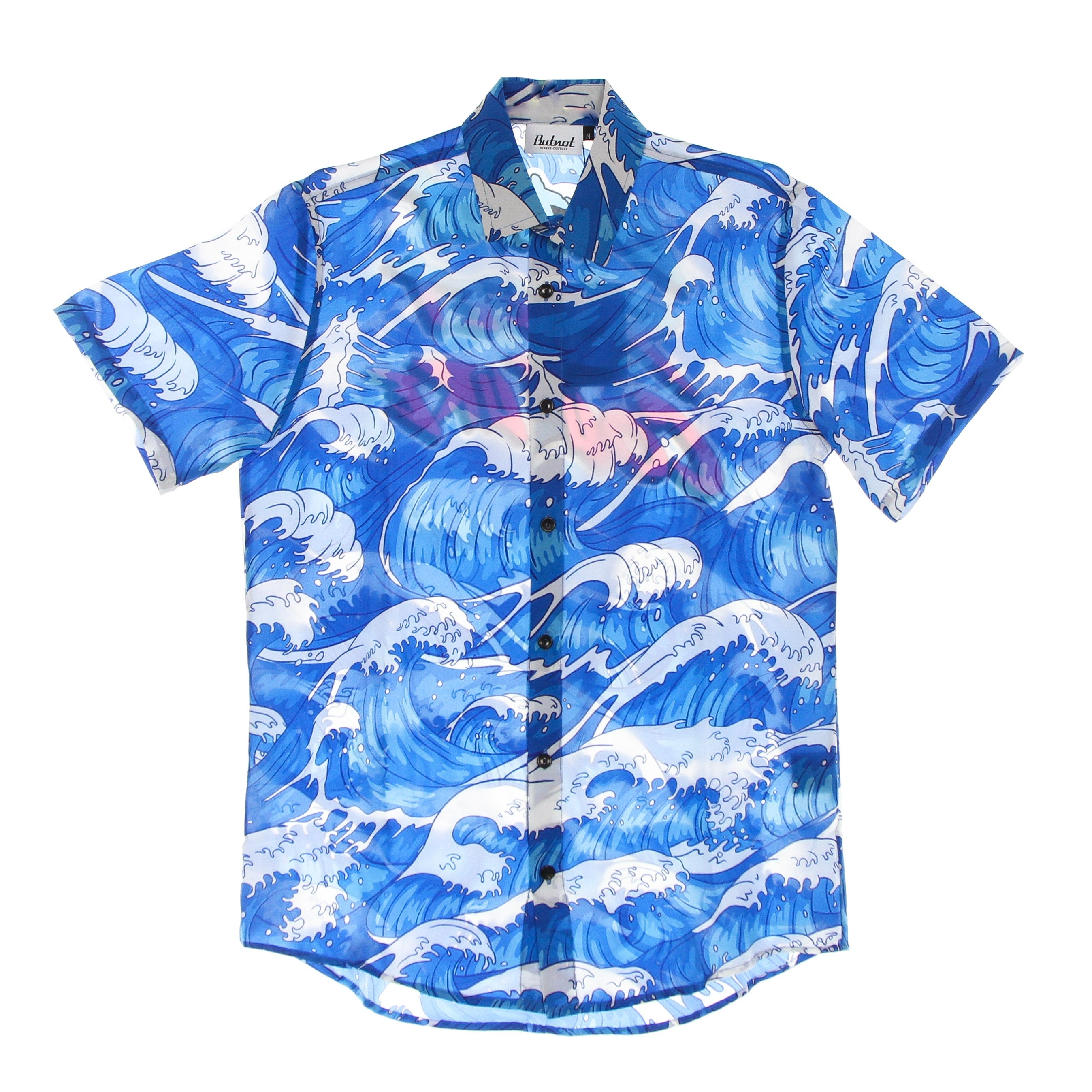 Camicia Manica Corta Uomo Wave Shirt Blue