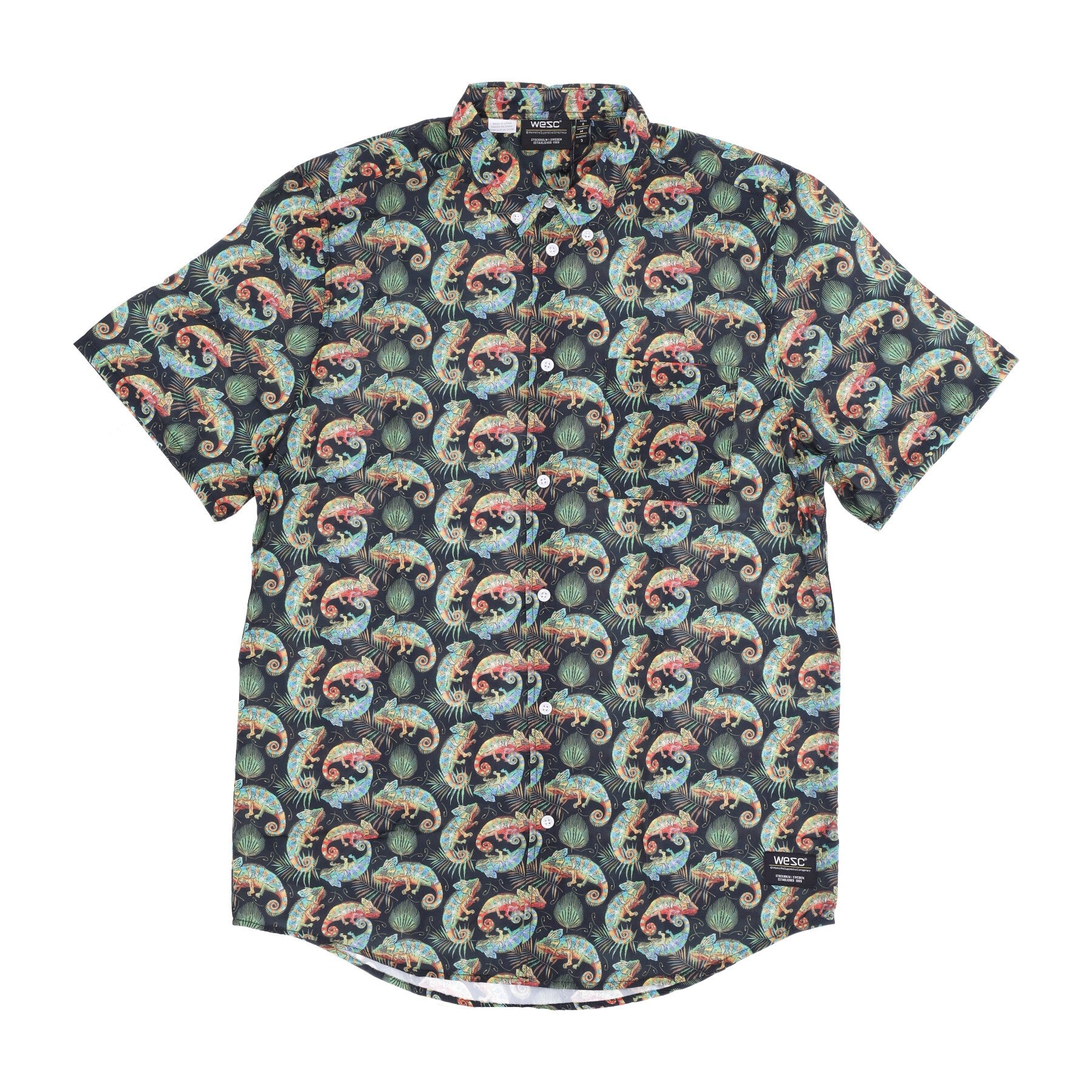 Oden Chameleons Aop Shirt Black Men's Short Sleeve Shirt