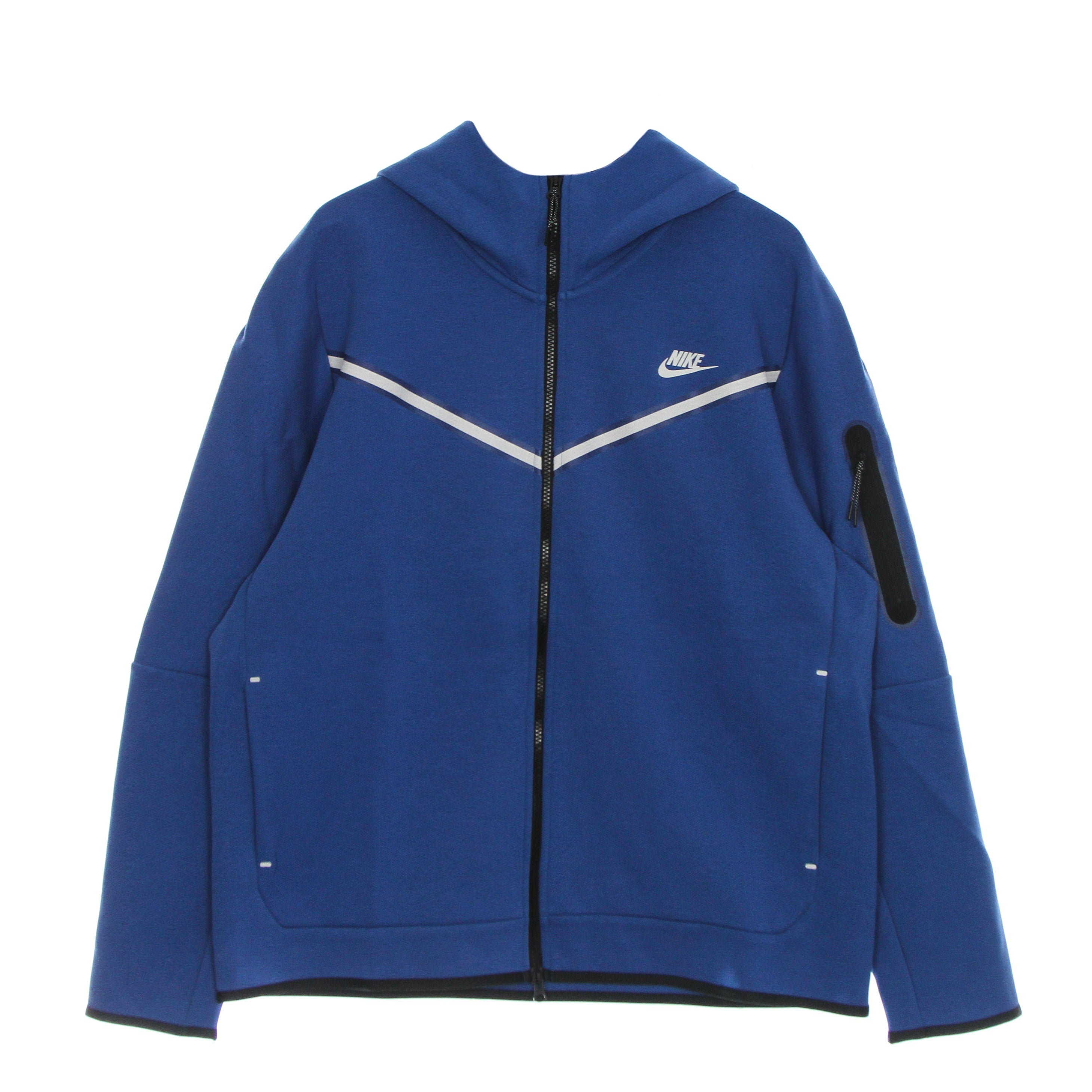 Nike, Felpa Leggera Cappuccio Zip Uomo Sportswear Tech Fleece Hoodie, Dk Marina Blue/light Bone