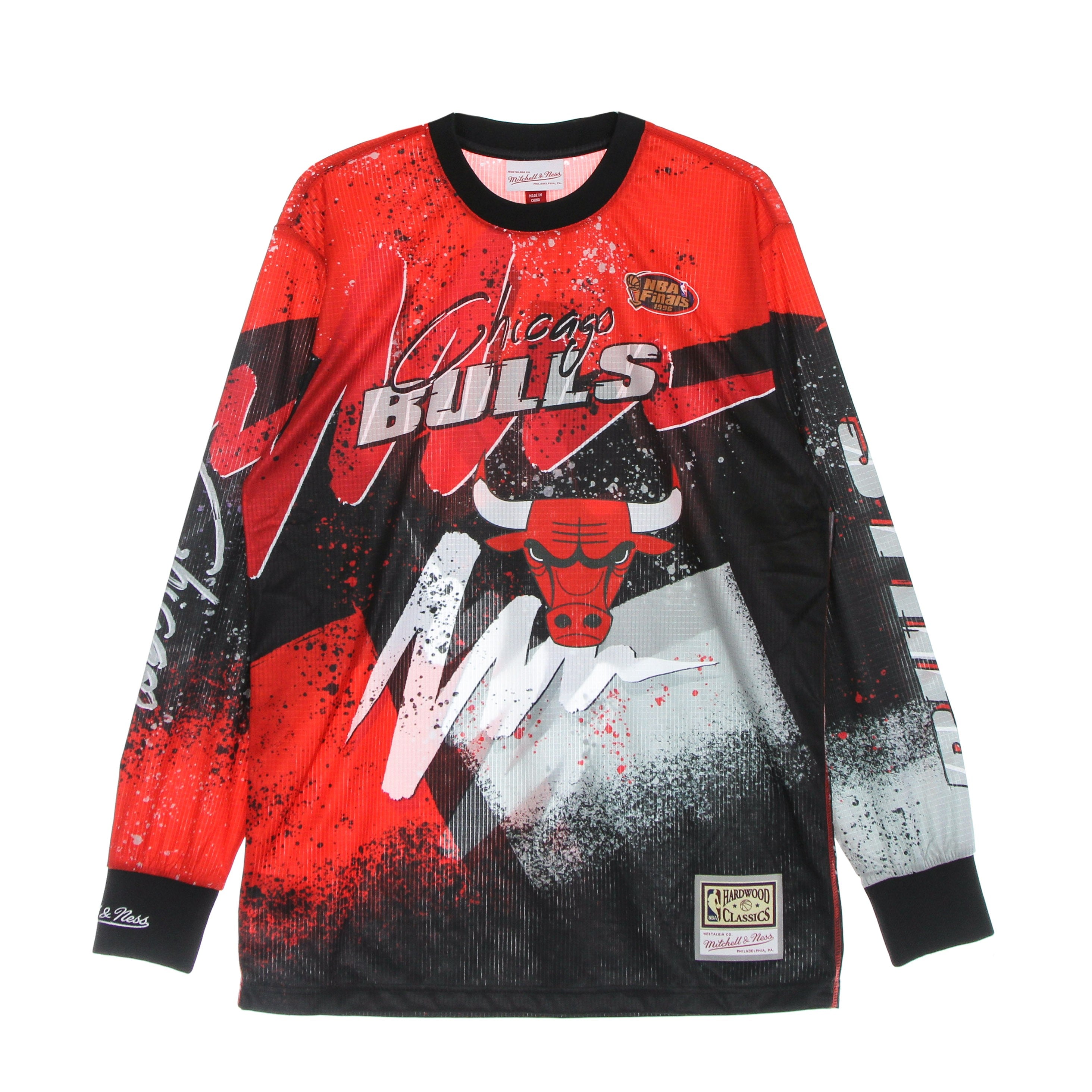 Mitchell & Ness, Maglietta Manica Lunga Uomo Nba Hyper Hoops Moto L/s Hardwood Classics Chibul, Red