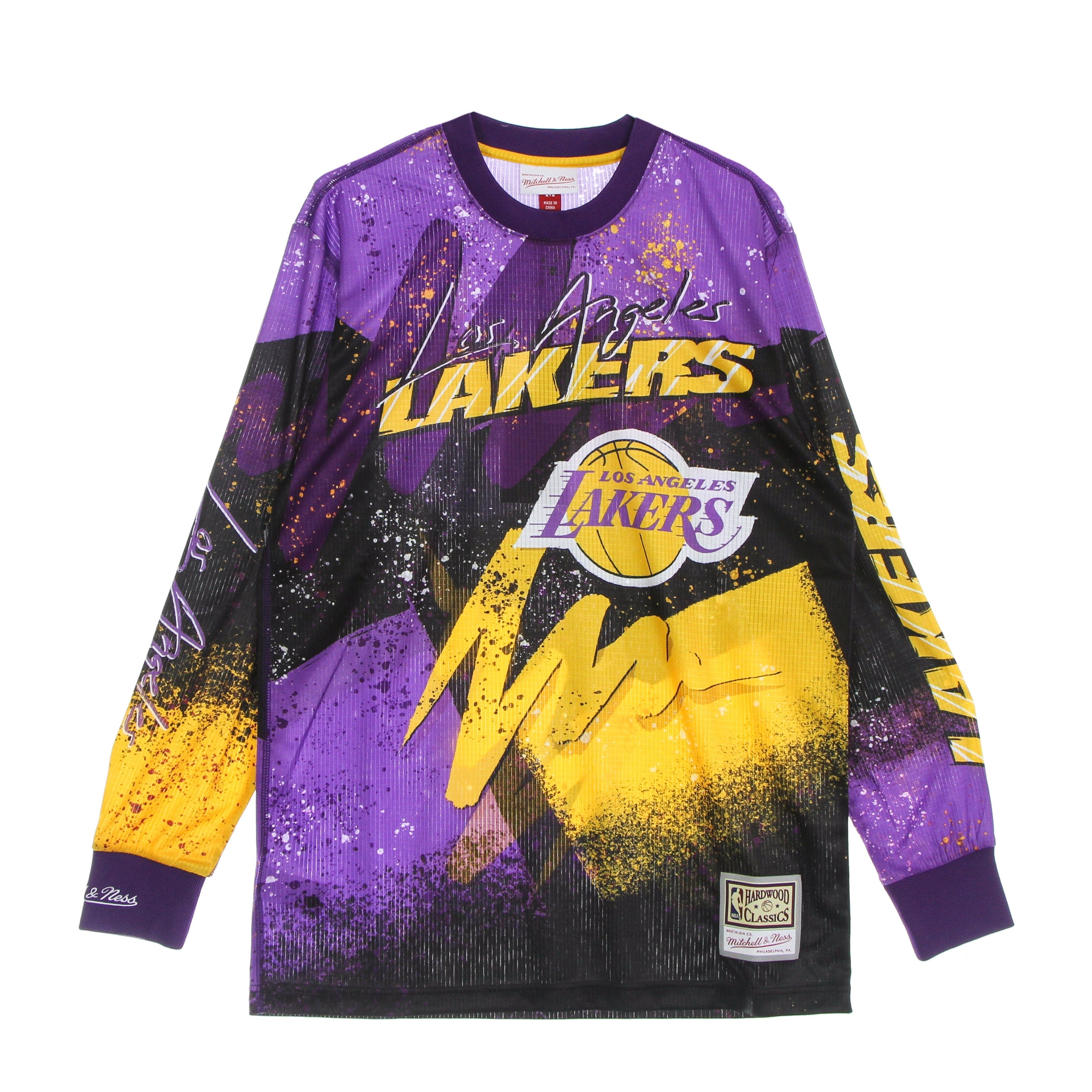 Mitchell & Ness, Maglietta Manica Lunga Uomo Nba Hyper Hoops Moto L/s Hardwood Classics Loslak, Dark Purple