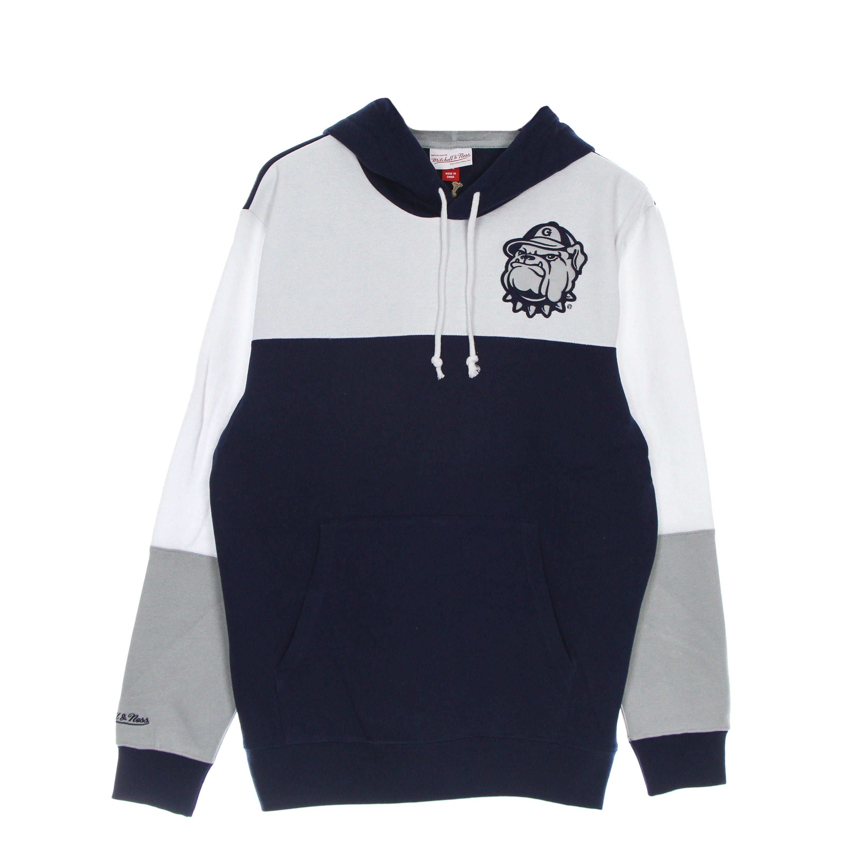 Mitchell & Ness, Felpa Cappuccio Uomo Ncaa Fusion Fleece 2.0 Geohoy, Navy/white