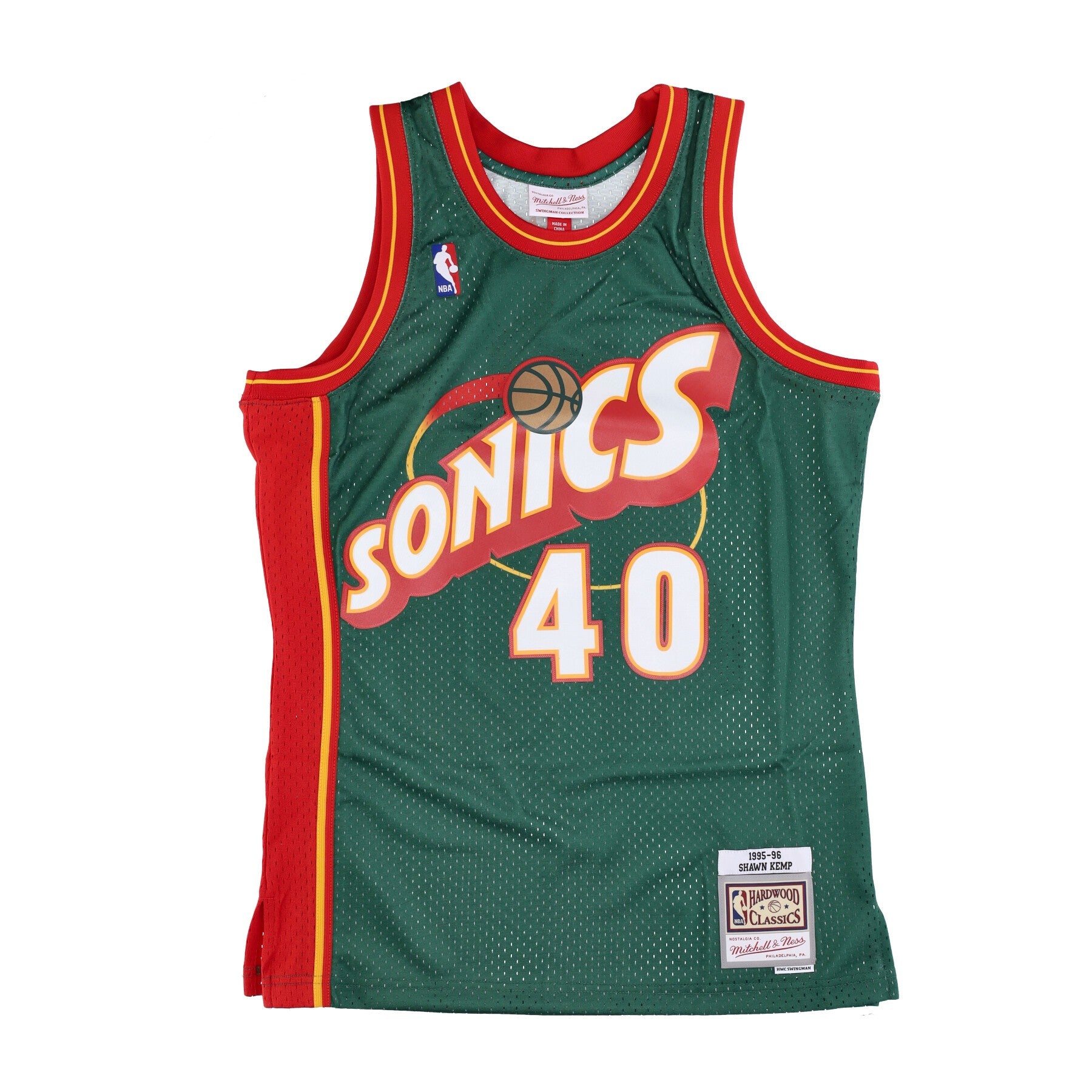 Mitchell & Ness, Canotta Basket Uomo Nba Swingman Jersey Hardwood Classics No 40 Shawn Kemp 1995-96 Seasup, Original Team Colors