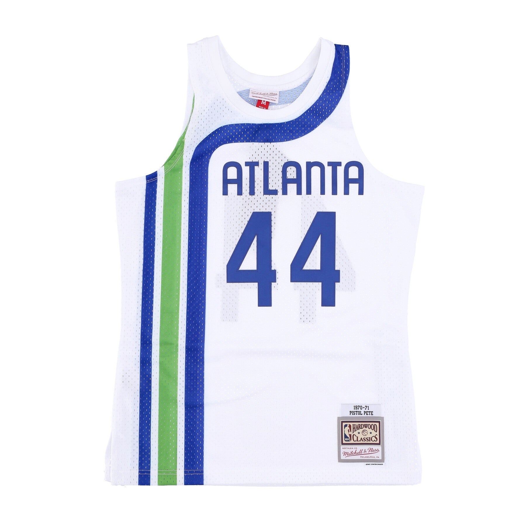Mitchell & Ness, Canotta Basket Uomo Nba Swingman Jersey Hardwood Classics No 44 Pete Maravich 1970-71 Atlhaw, White