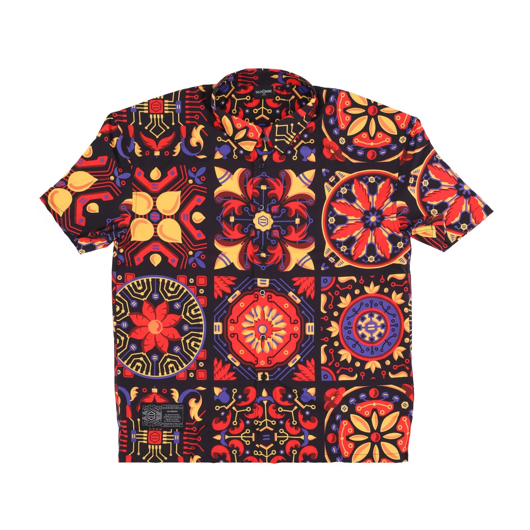 Men's Short Sleeve Shirt Red Majolica Pattern Oversize Shirt Multi