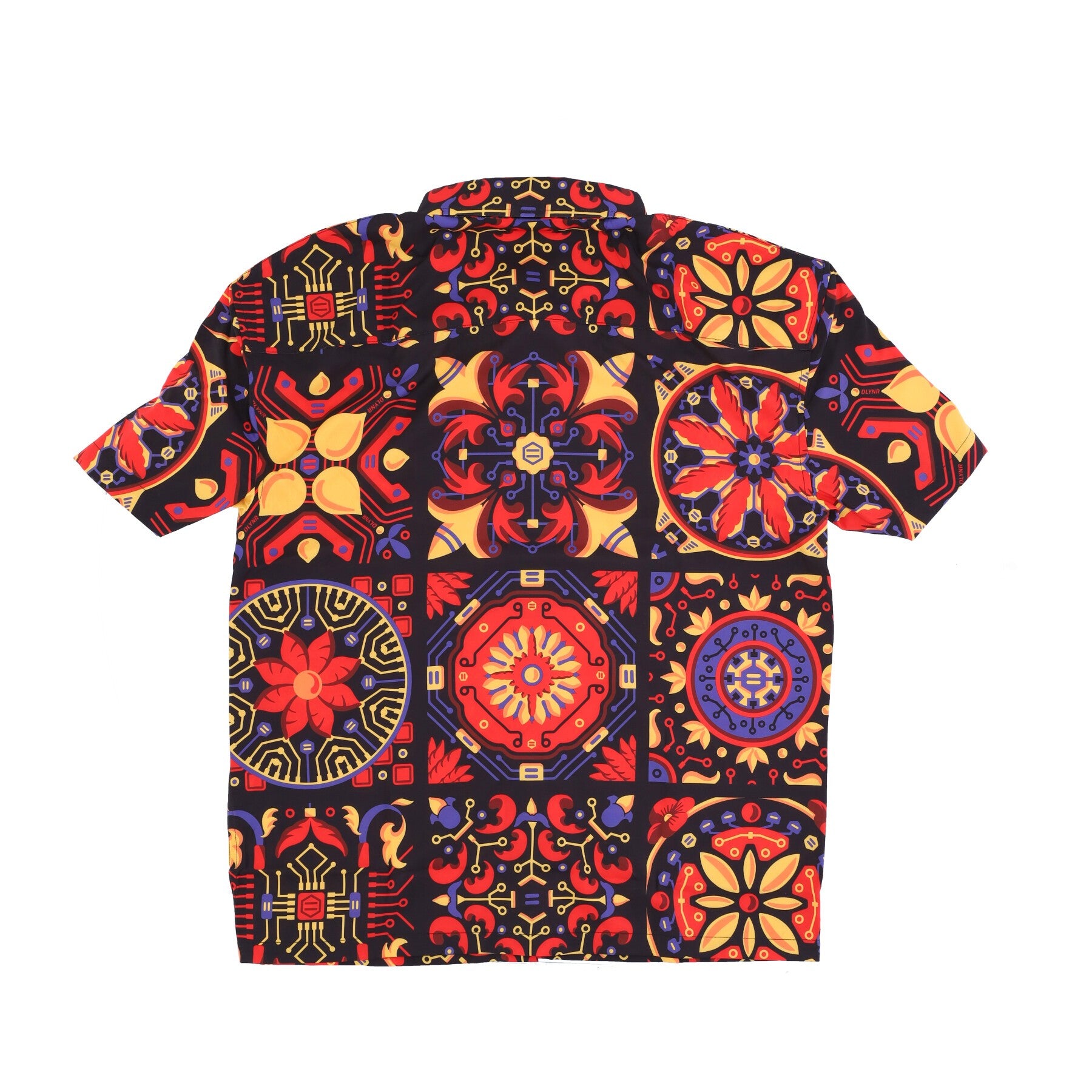 Camicia Manica Corta Uomo Maioliche Rosse Pattern Oversize Shirt Multi