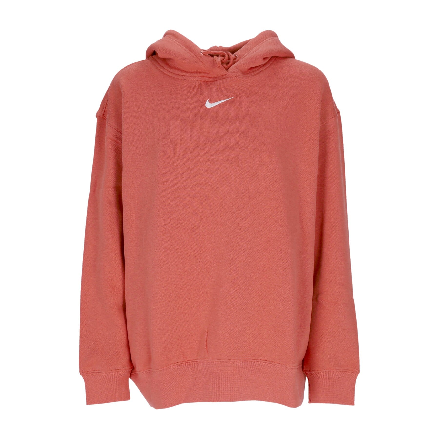Nike, Felpa Cappuccio Donna Essential Collection Fleece Hoodie, Madder Root/white