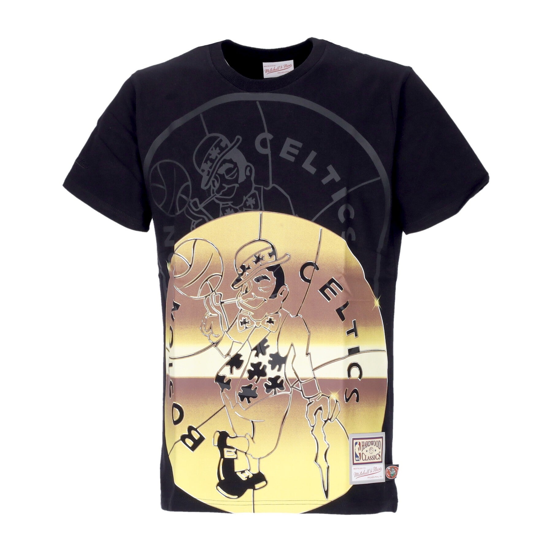 Mitchell & Ness, Maglietta Uomo Nba Big Face 4.0 Tee Hardwood Classics Boscel, Black/original Team Colors