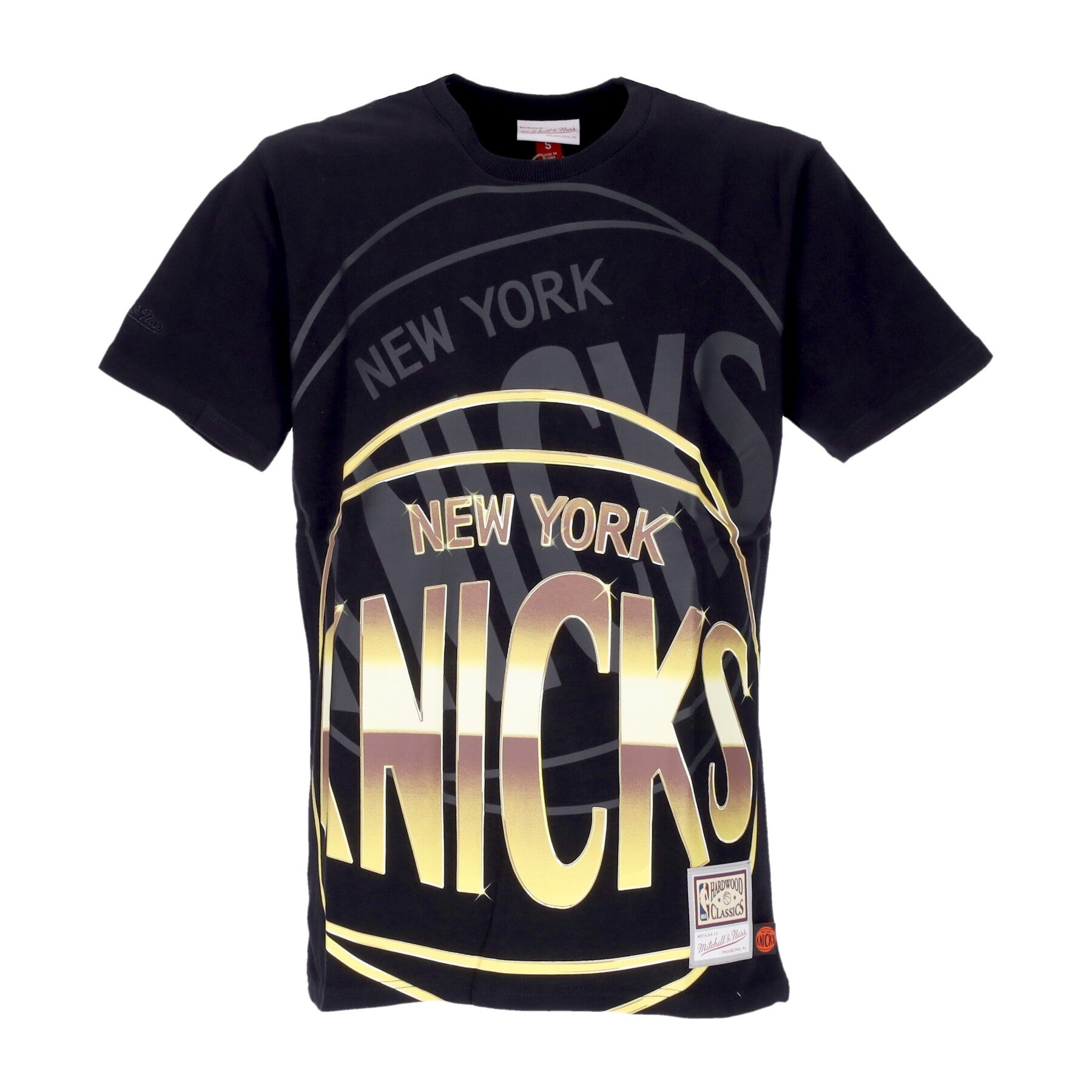 Mitchell & Ness, Maglietta Uomo Nba Big Face 4.0 Tee Hardwood Classics Neykni, Black/original Team Colors