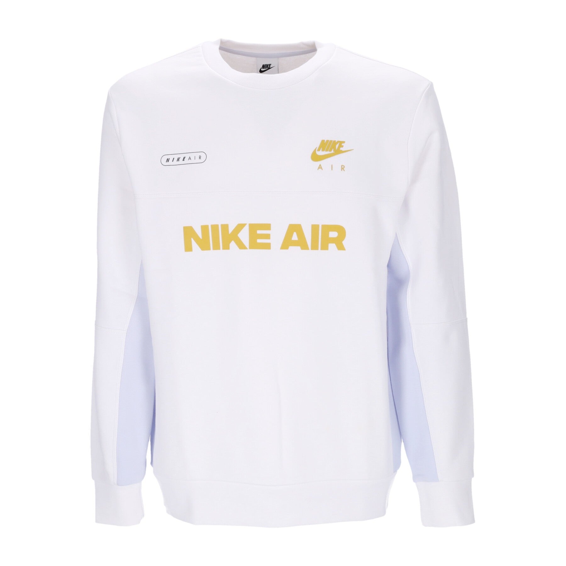 Nike, Felpa Girocollo Uomo Sportswear Air Brushed-back Crew, White/football Grey/vivid Sulfur