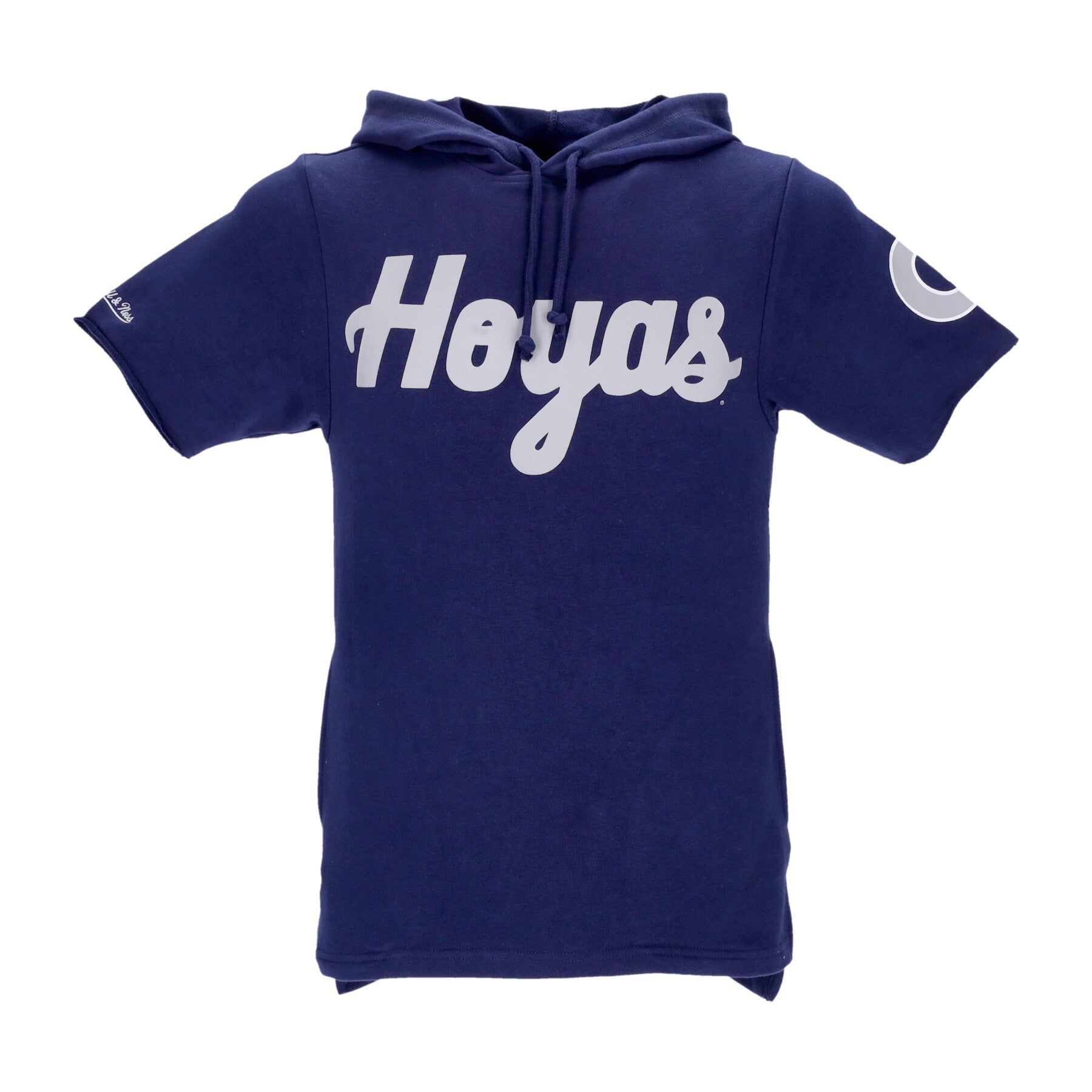 Mitchell & Ness, Felpa Leggera Cappuccio Manica Corta Uomo Ncaa Game Day French Terry Hoodie Geohoy, Navy
