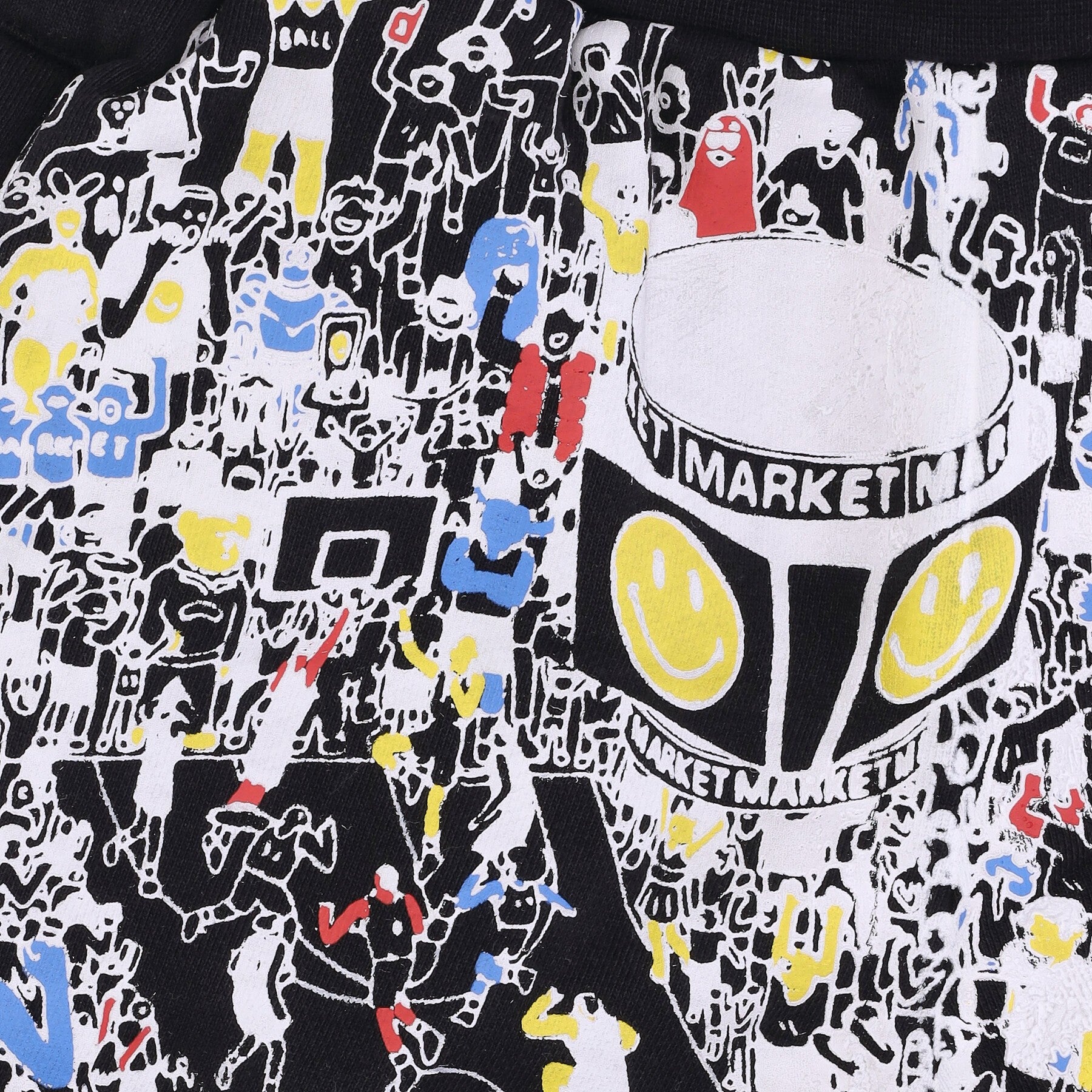 Market, Pantalone Corto Tuta Felpato Uomo World Basketball Game Sweatshorts X Smiley, 