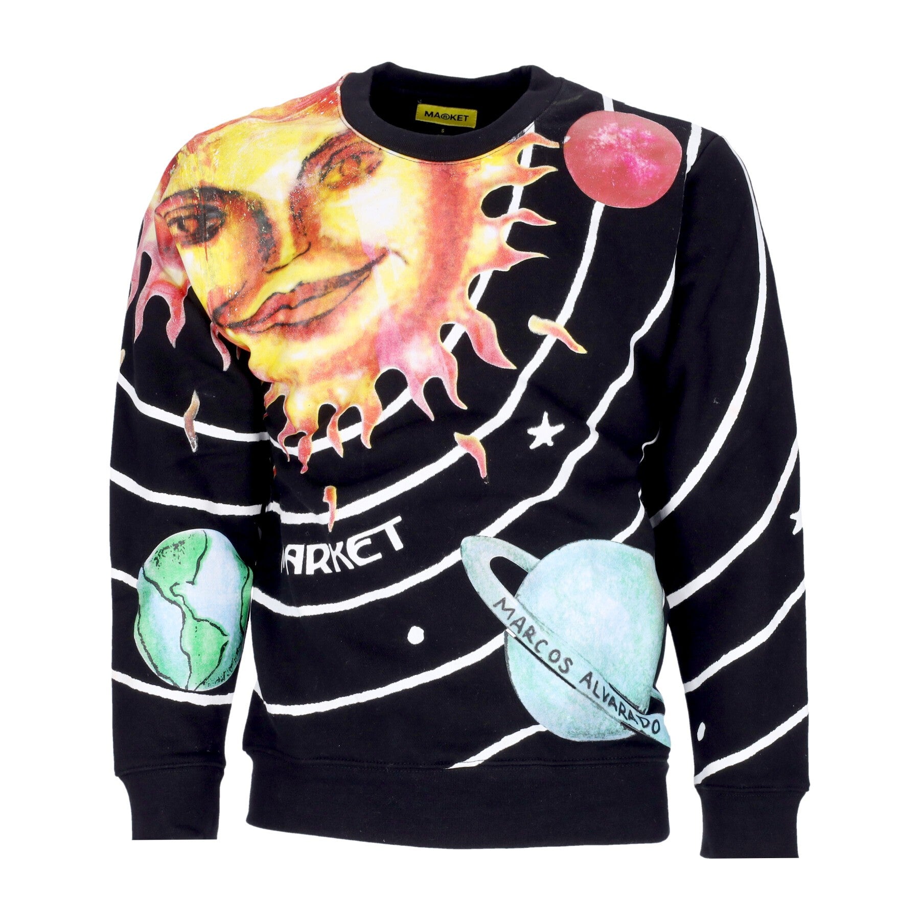 Market, Felpa Girocollo Uomo Market Solar System Aop Crewneck, Black