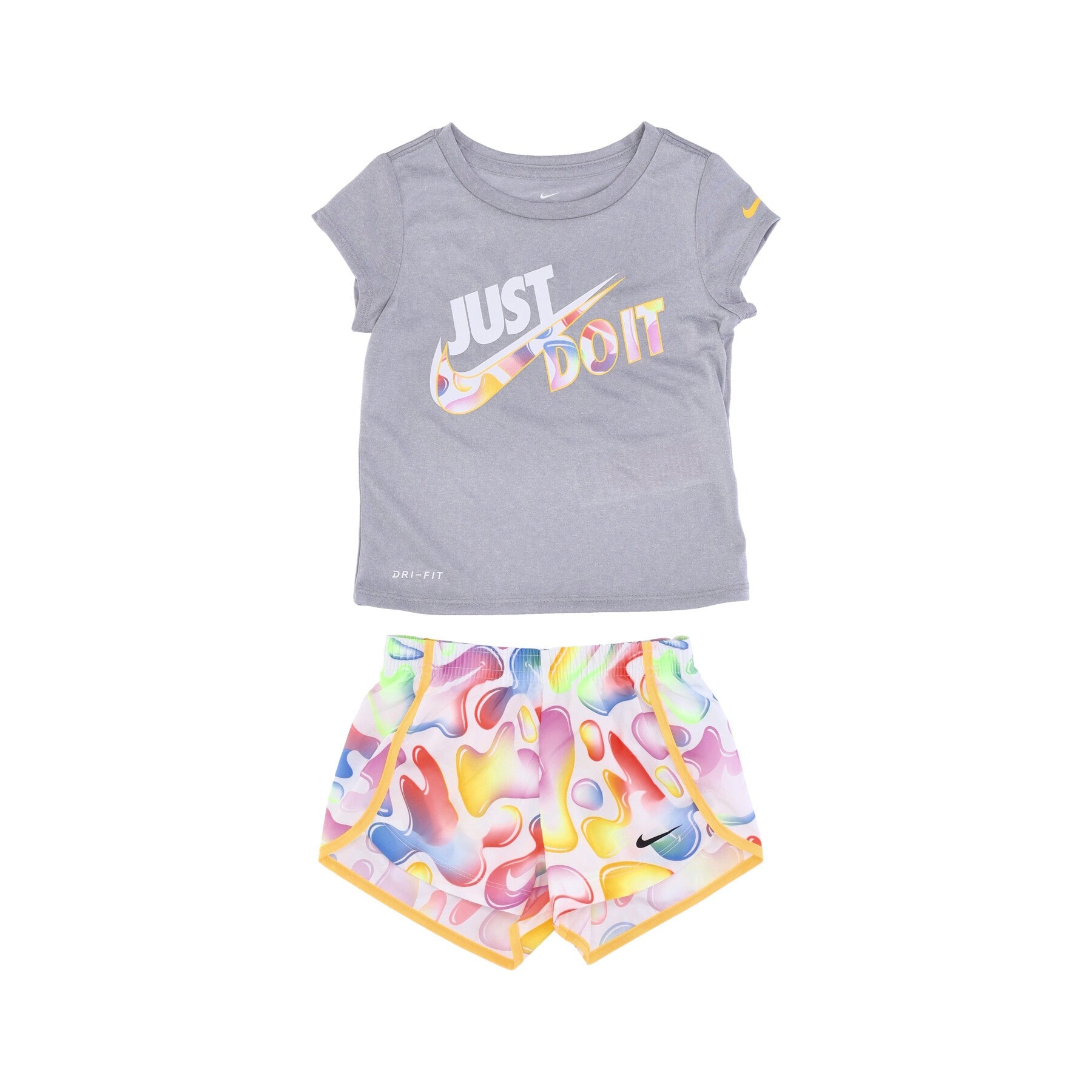 Nike, Set T-shirt+short Bambina Freeze Tag Sprinter Short, White