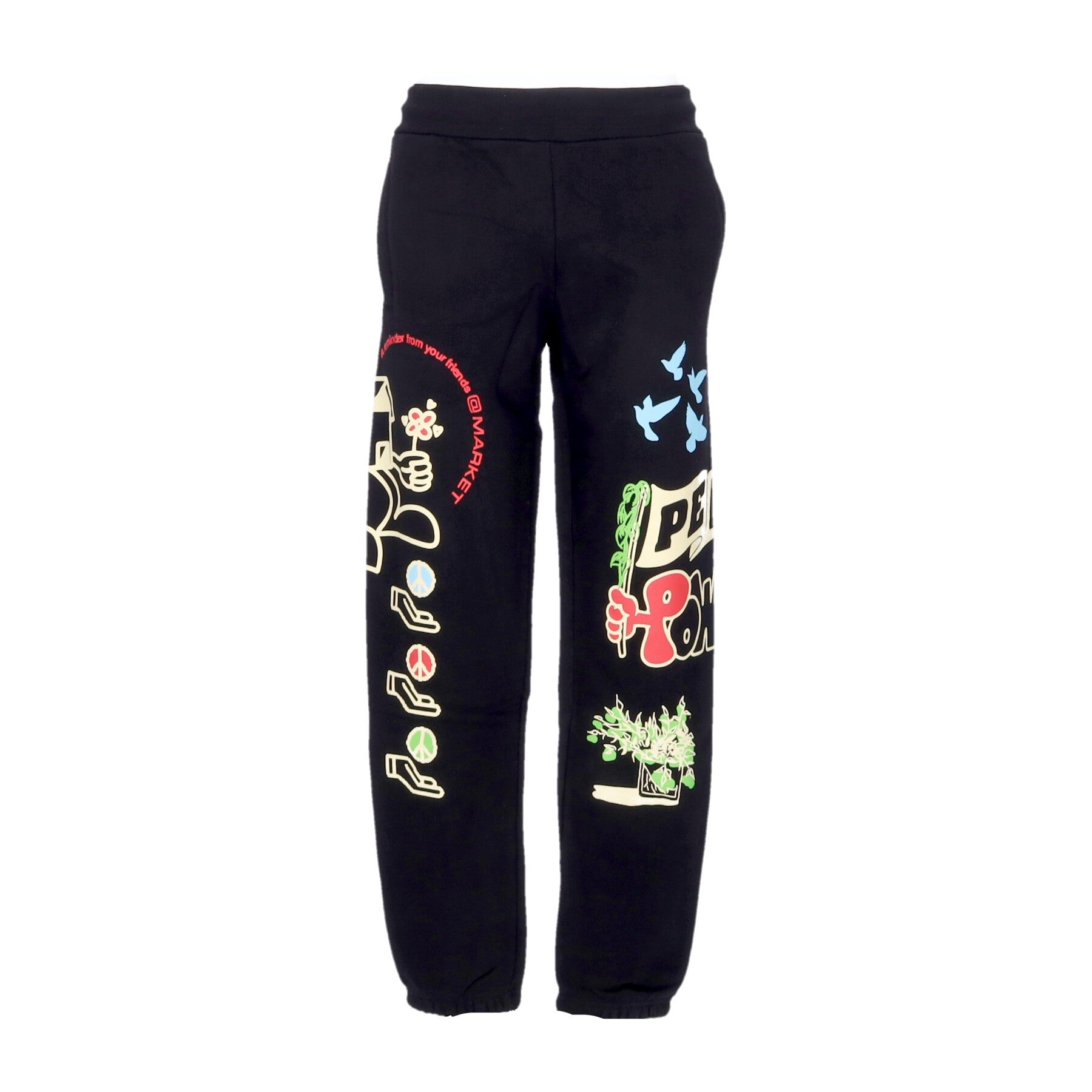 Market, Pantalone Tuta Felpato Uomo Peace And Power Sweatpants, Black