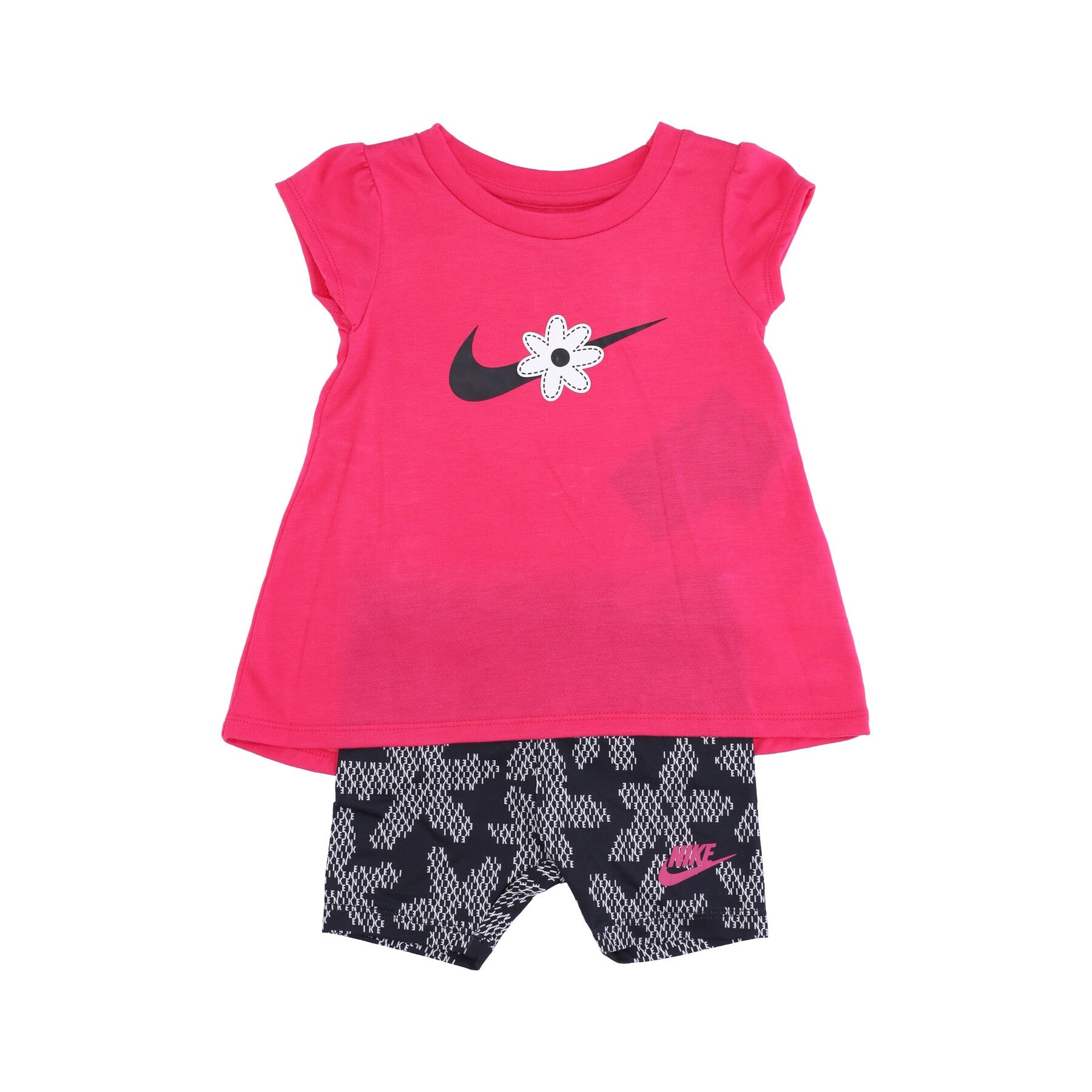 Nike, Set T-shirt+pantaloncino Bambina Sport Daisy Bike Short Set, Black