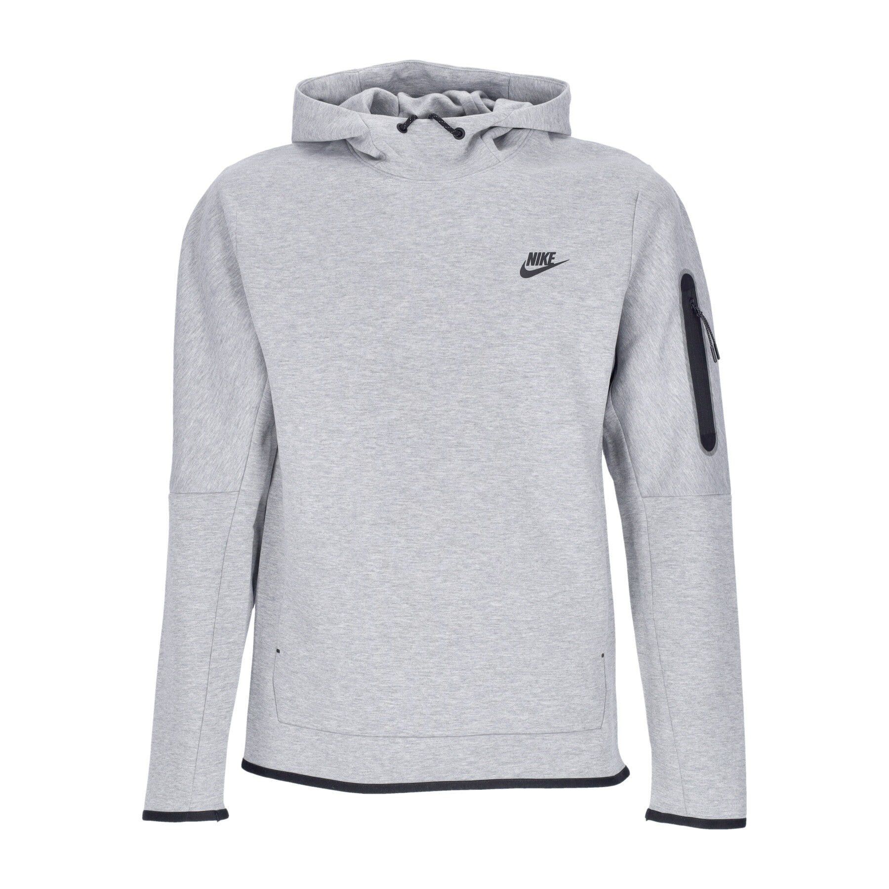 Nike, Felpa Leggera Cappuccio Uomo Tech Fleece Po Hoodie, Dk Grey Heather/black