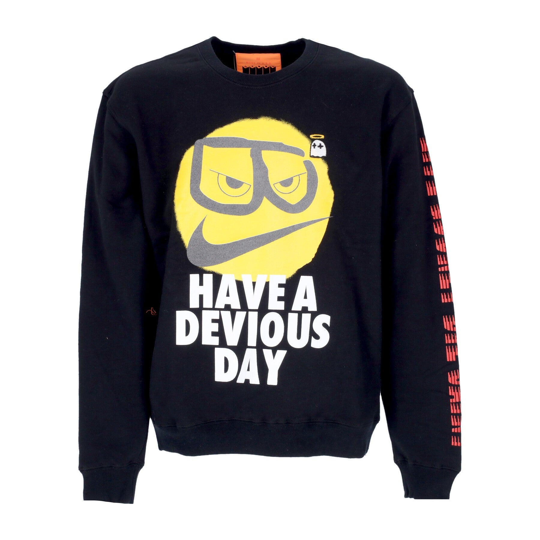 Bwood, Felpa Girocollo Uomo Have A Devious Day Crewneck, Black