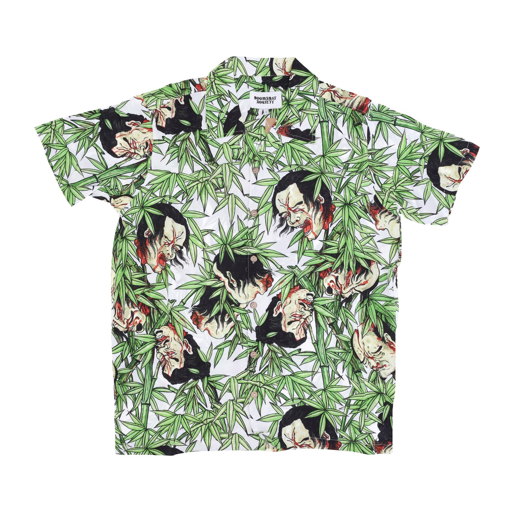 Doomsday, Camicia Manica Corta Uomo Bamboo Shirt, White All Over Print