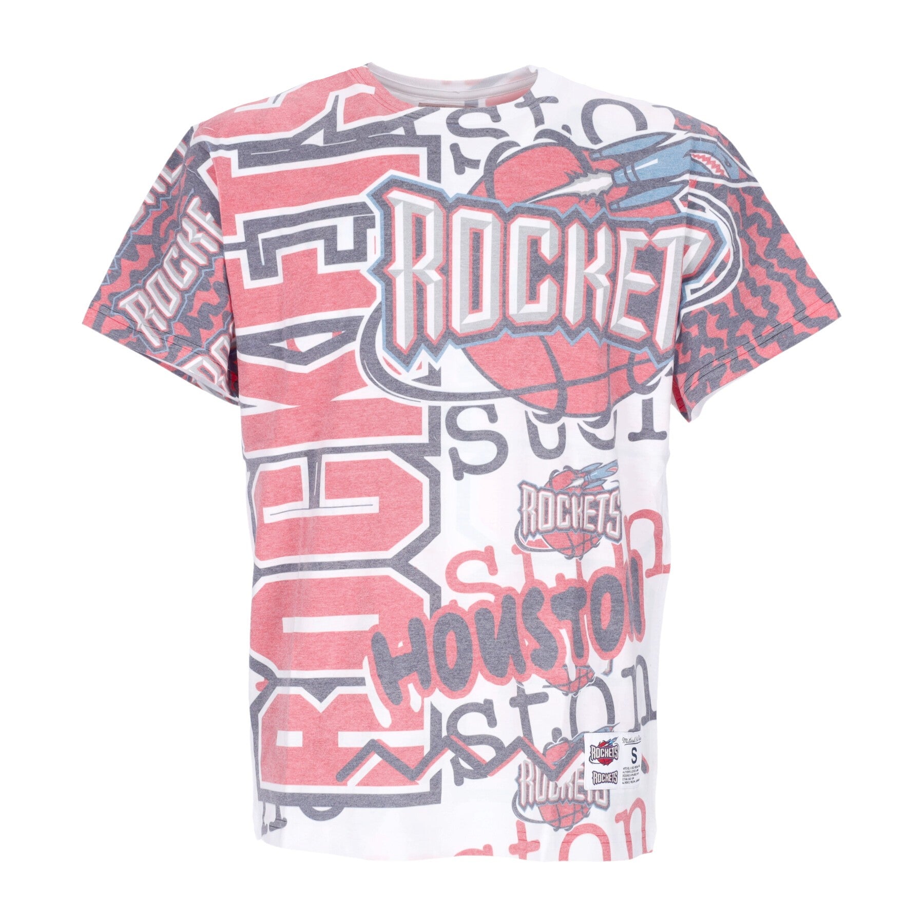 Mitchell & Ness, Maglietta Uomo Nba Jumbotron 2.0 Sublimated Tee Hardwood Classics Houroc, White/original Team Colors