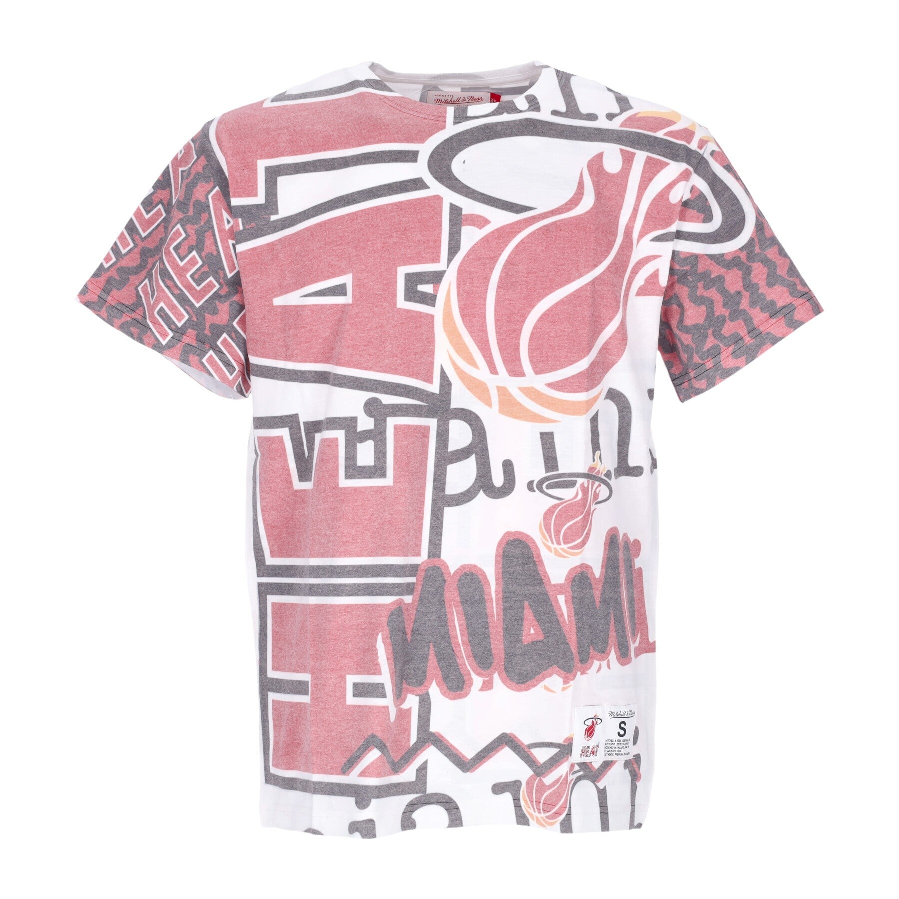 Mitchell & Ness, Maglietta Uomo Nba Jumbotron 2.0 Sublimated Tee Hardwood Classics Miahea, White/original Team Colors