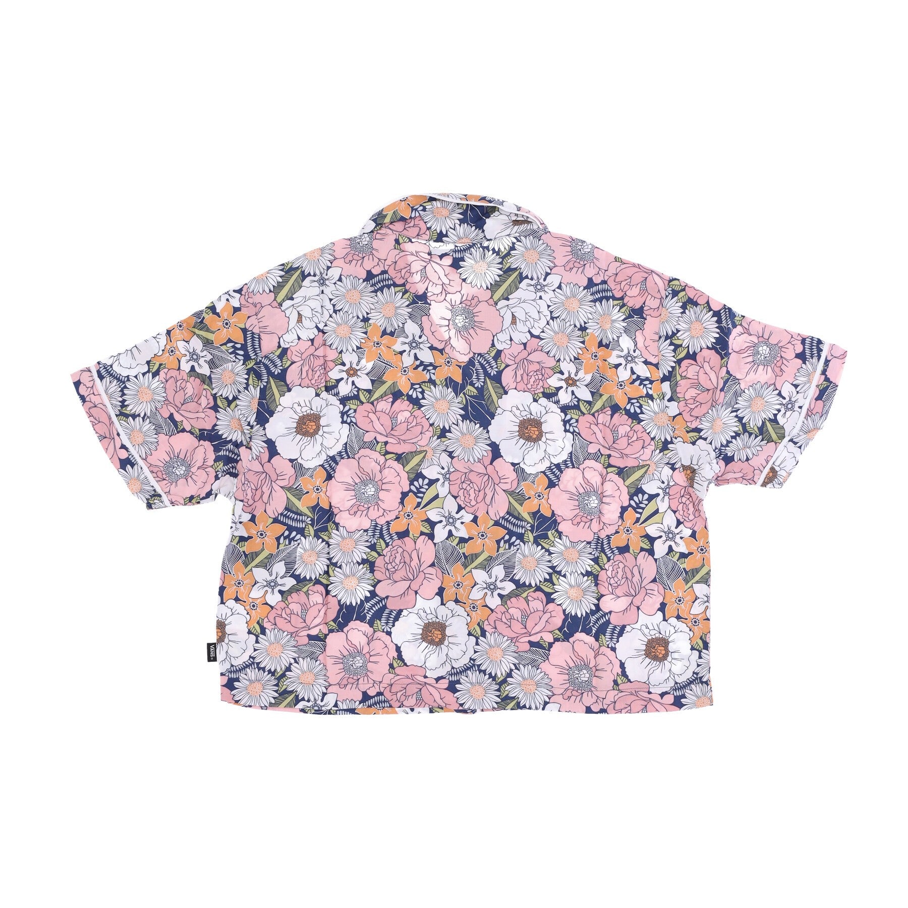 Women's Retro Floral Woven Short Sleeve Shirt