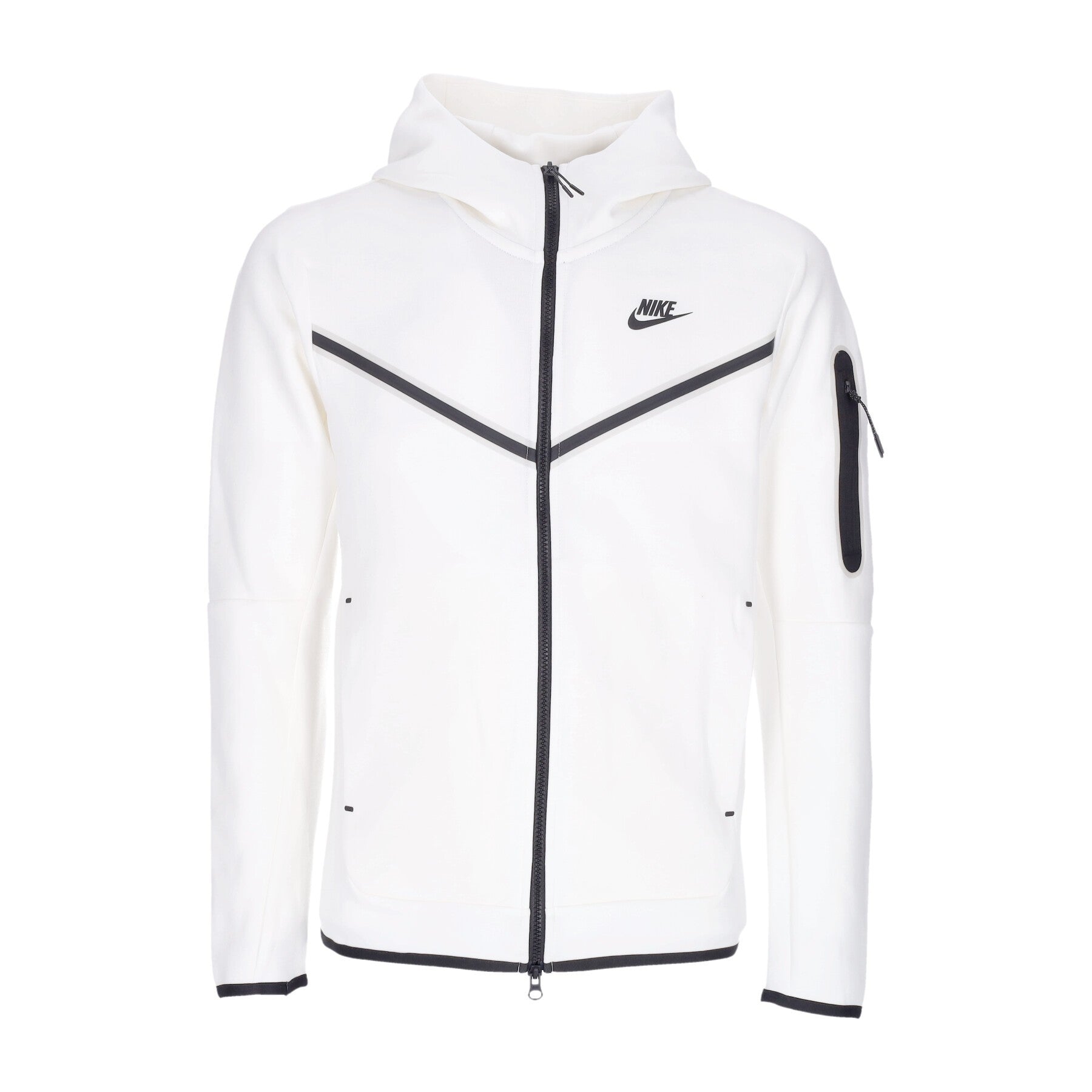 Nike, Felpa Leggera Cappuccio Zip Uomo Sportswear Tech Fleece Hoodie, White/black