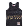 Mitchell & Ness, Canotta Tipo Basket Uomo Nba Big Face 4.0 Fashion Tank Hardwood Classics Milbuc, Black/original Team Colors