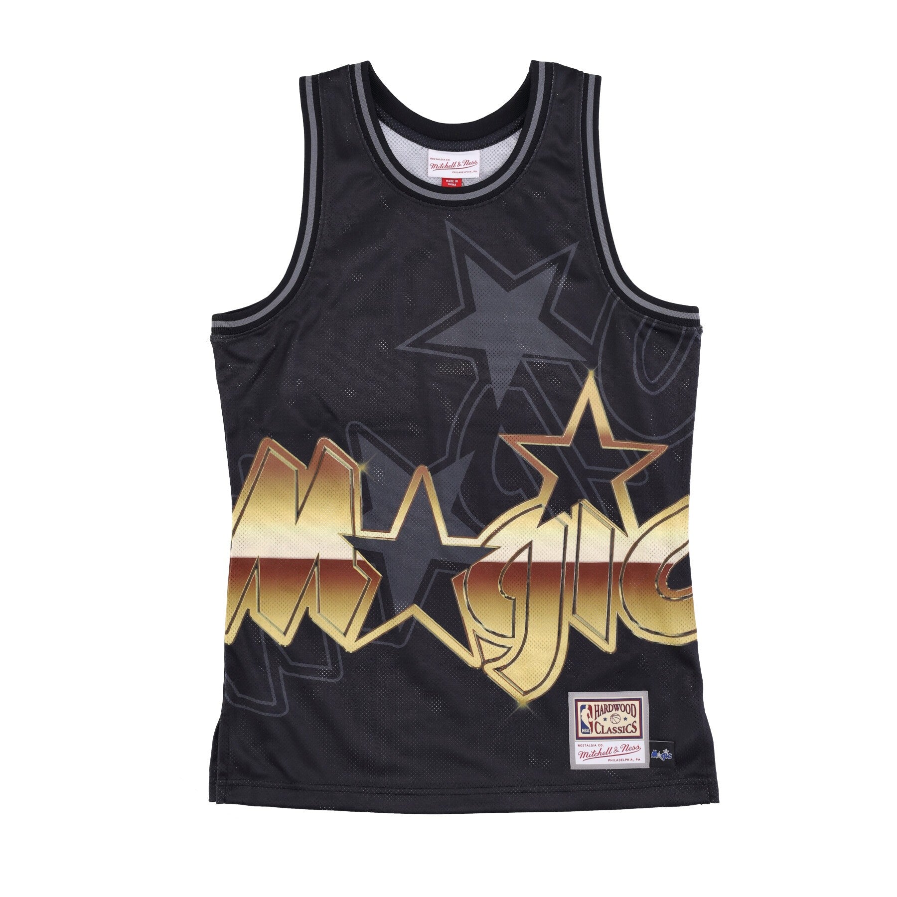 Mitchell & Ness, Canotta Tipo Basket Uomo Nba Big Face 4.0 Fashion Tank Hardwood Classics Orlmag, Black/original Team Colors