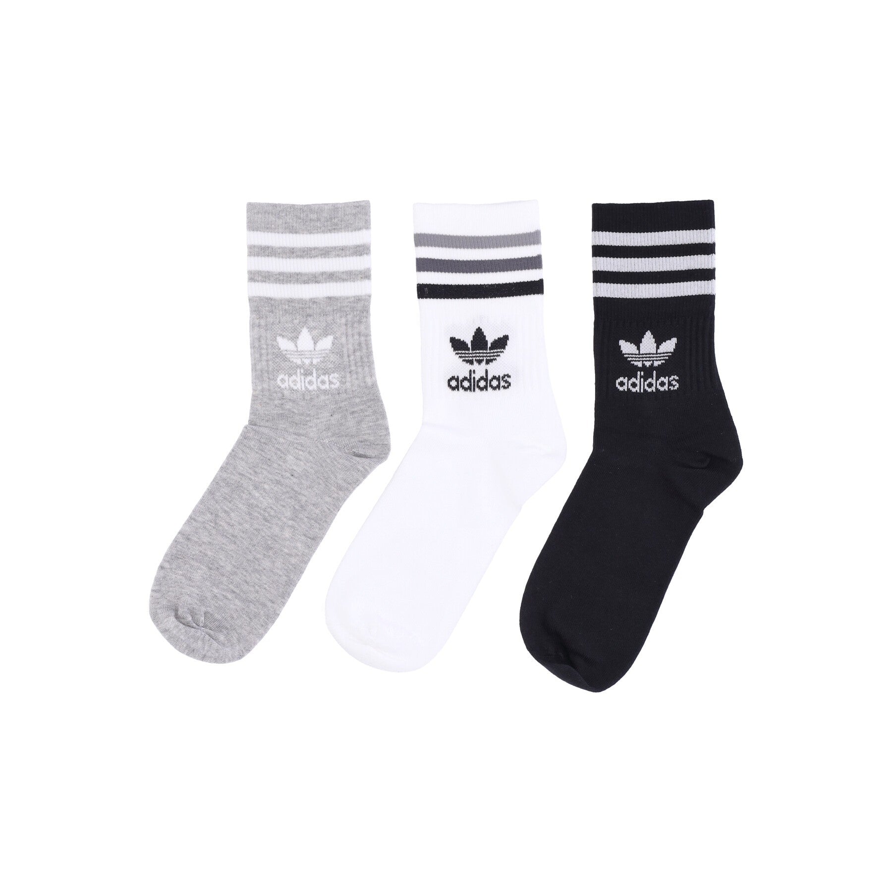 Adidas, Calza Media Uomo Mid Cut Crew Socks 2, White/medium Grey Heather/black
