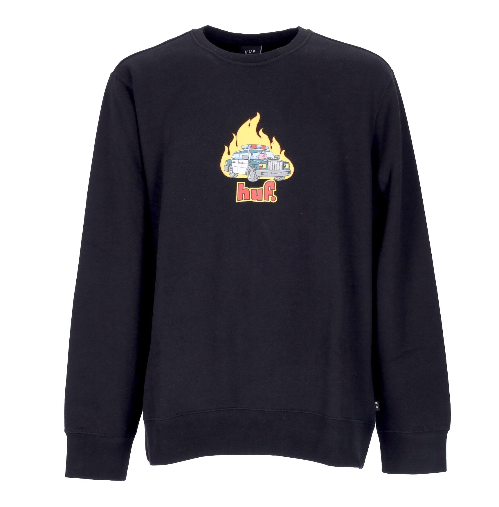 Huf, Felpa Girocollo Uomo Roasted Crew, Black
