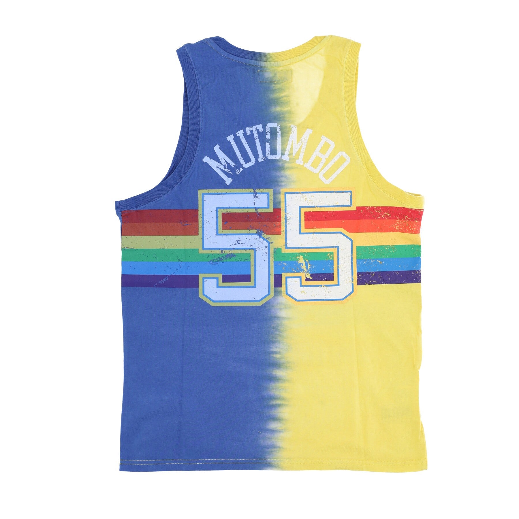 Mitchell & Ness, Canotta Uomo Nba Vertical Tie Dye Tank Hardwood Classics No 55 Dikembe Mutombo Dennug, 