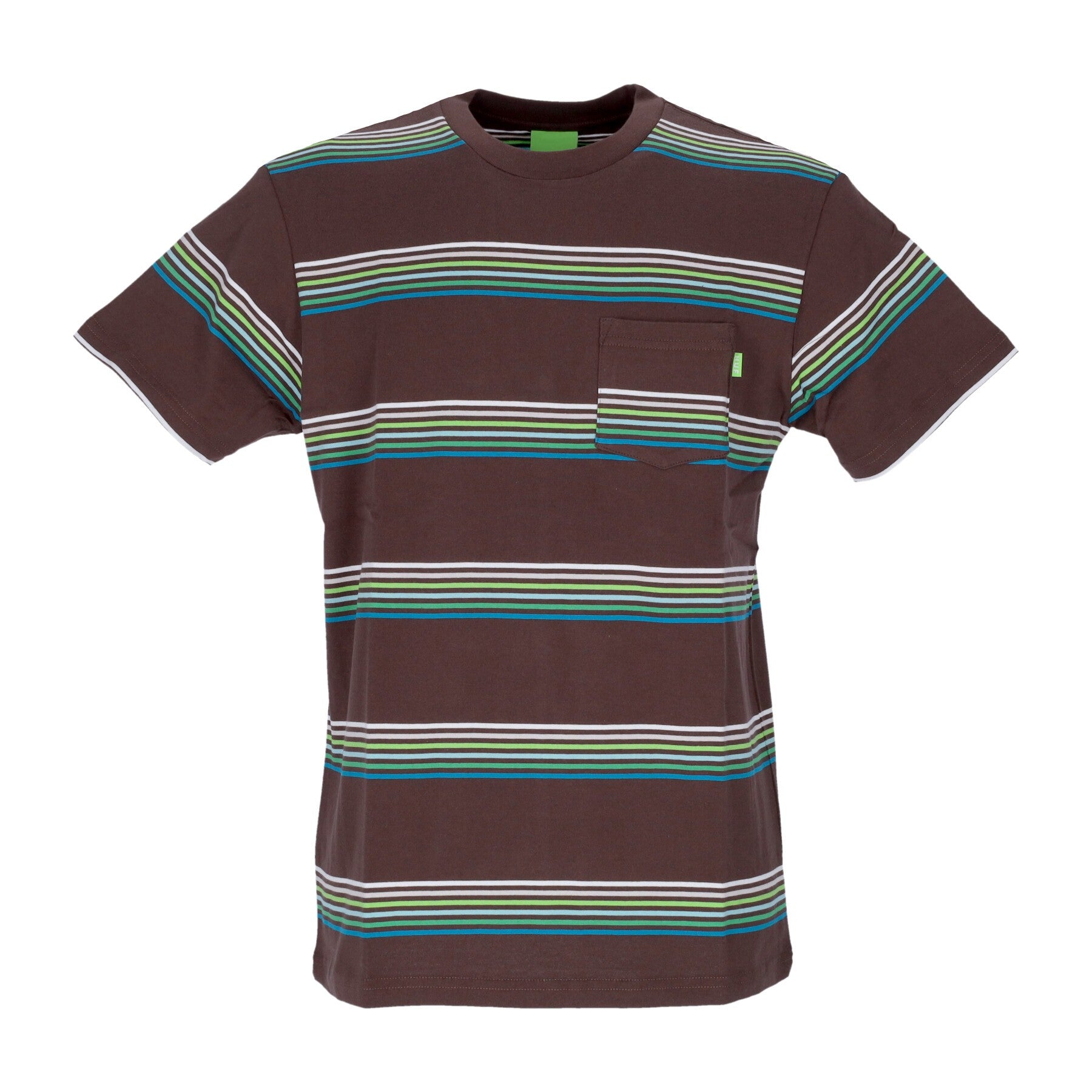 Huf, Maglietta Uomo Bolinas Stripe Pocket Tee, Brown