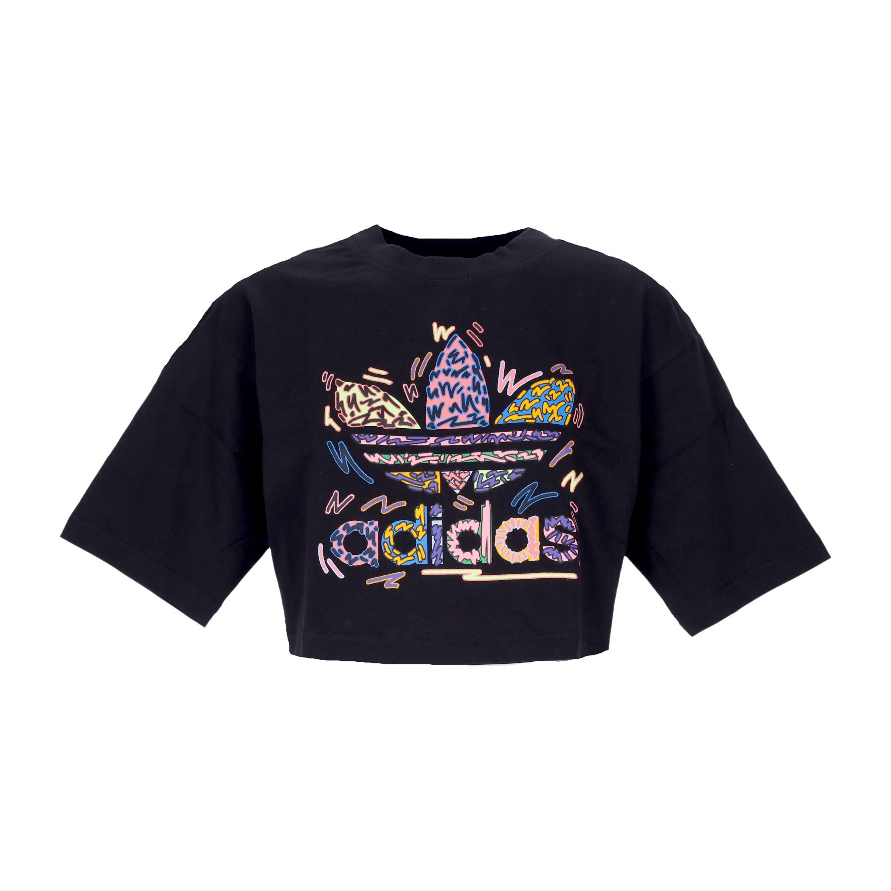 Adidas, Maglietta Corta Donna Love Unites Crop Tee, Black/multi