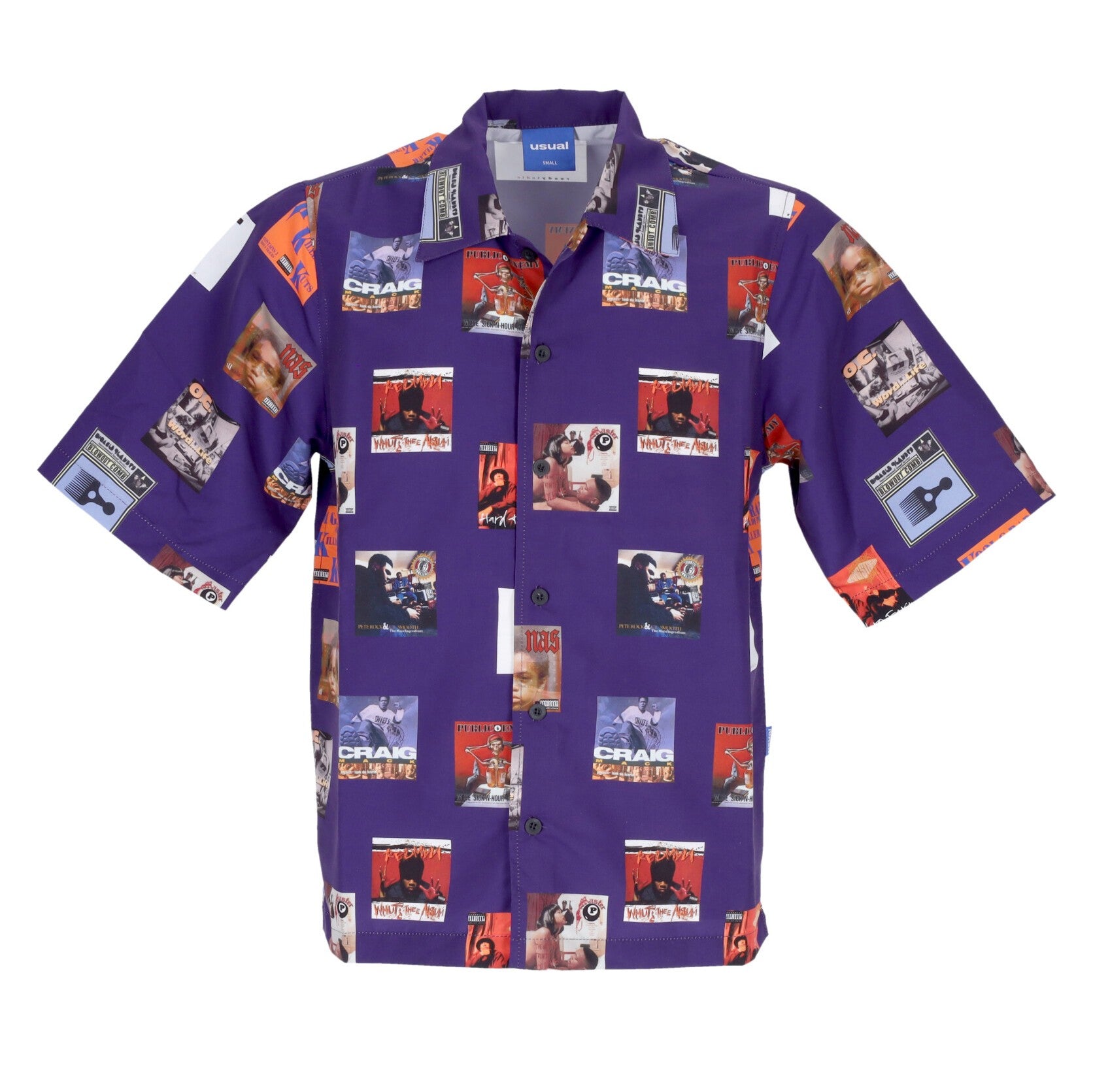 Usual, Camicia Manica Corta Uomo Covers Shirt, Purple