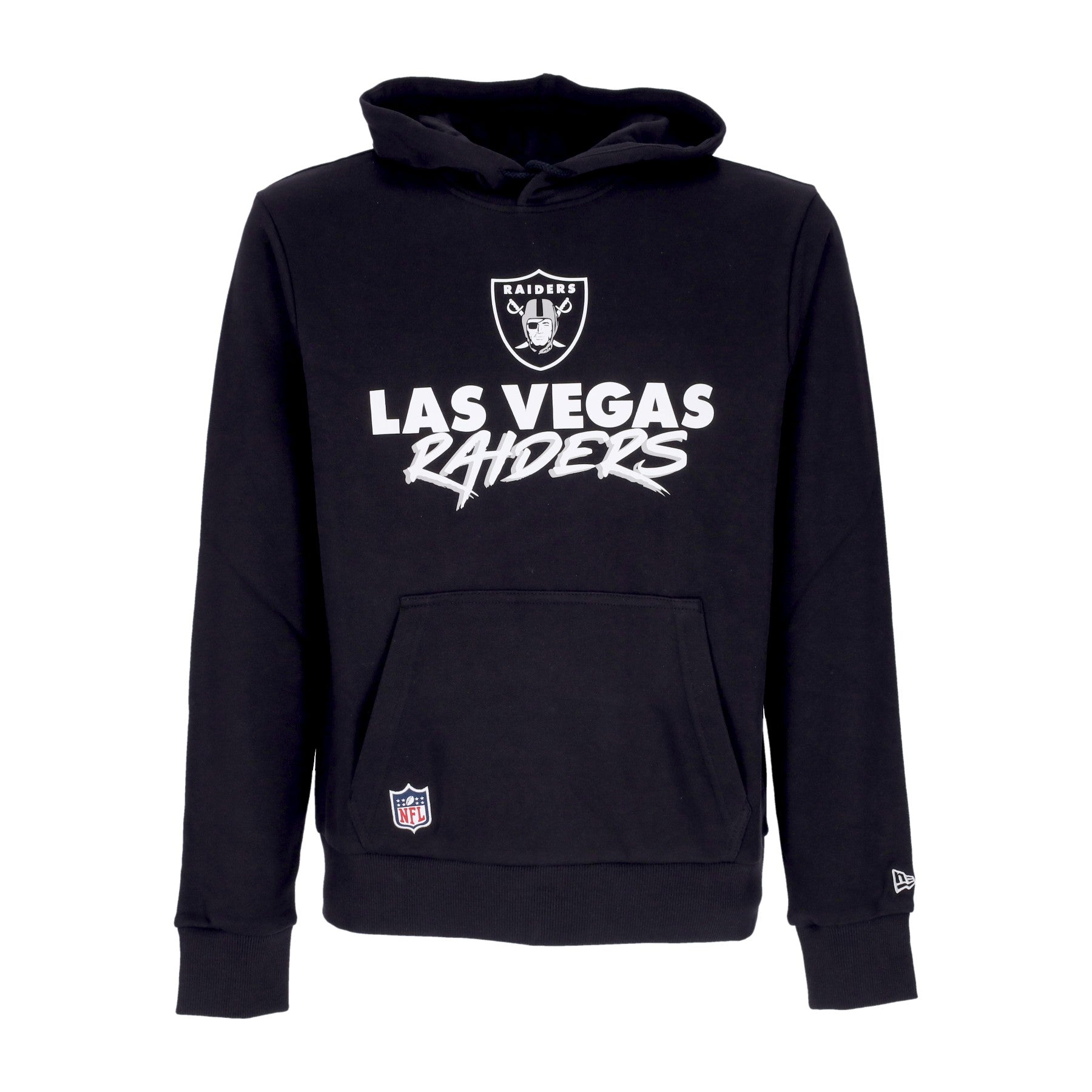 New Era, Felpa Cappuccio Uomo Nfl Script Team Hoody Lasrai, Black/white