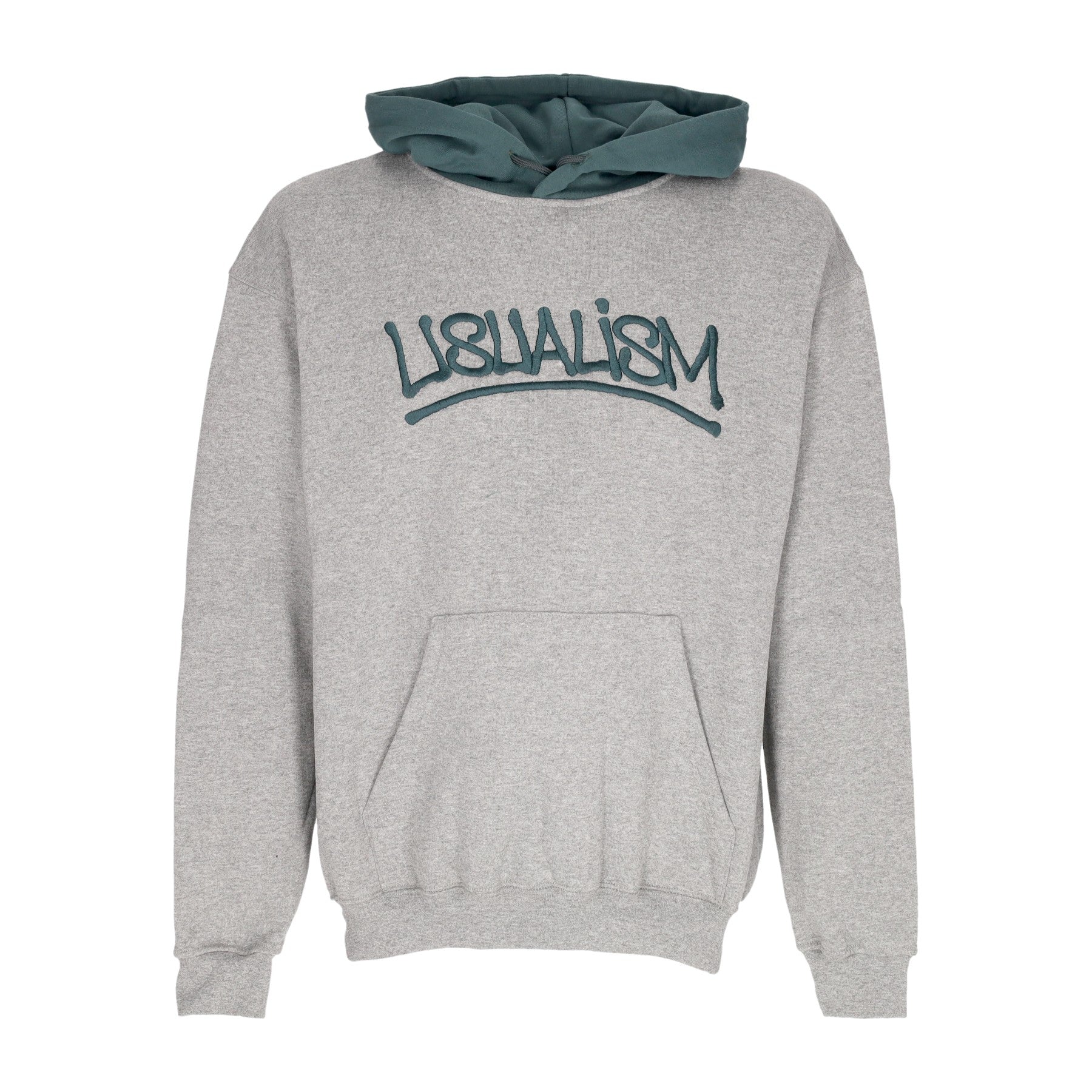 Usual, Felpa Cappuccio Uomo Usualism Hoodie, Heather Grey/dark Green