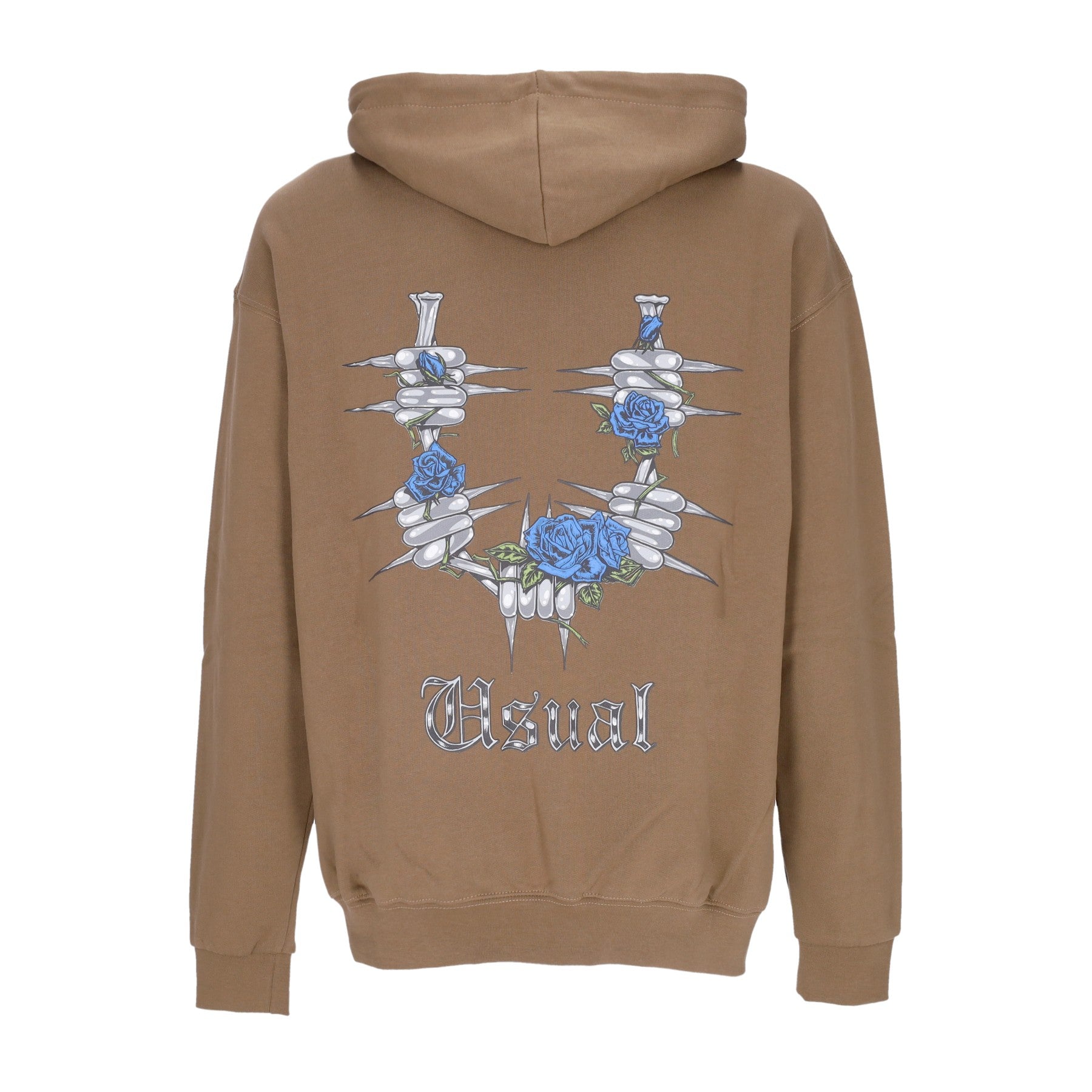 Usual, Felpa Cappuccio Uomo Barrio Hoodie, Brown