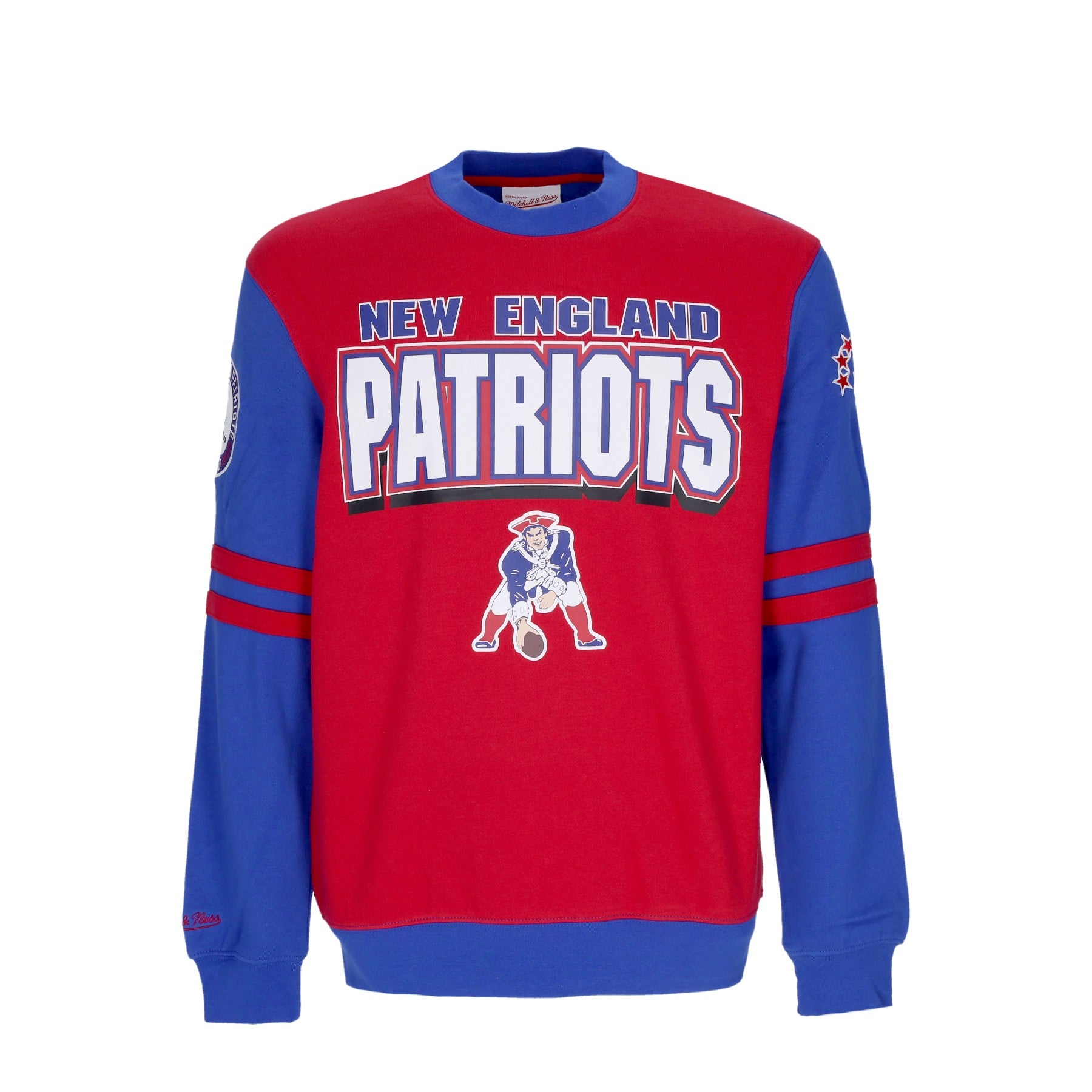 Mitchell & Ness, Felpa Girocollo Uomo Nfl All Over Crew 2.0 Neepat, Original Team Colors