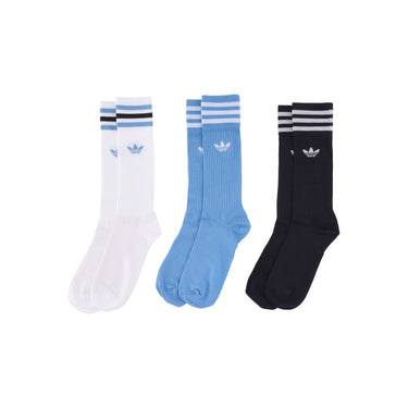 Adidas, Calza Alta Uomo Solid Crew Socks, White/light Blue/black