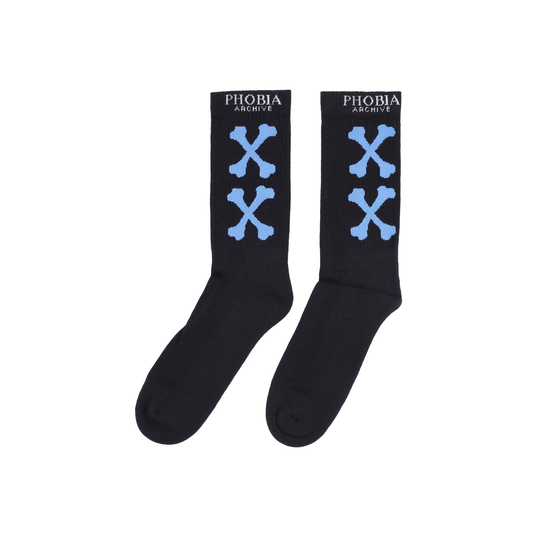 Phobia, Calza Media Uomo Cross Bones Socks, Black/light Blue