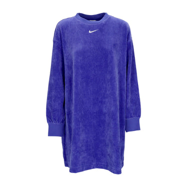 Nike, Vestito Donna Sportswear Velour Long-sleeve Crewneck Dress, Lapis/sail
