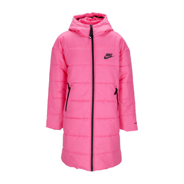 Nike, Piumino Lungo Donna Therma Fit Repel Hooded Parka, Pinksicle/black/black